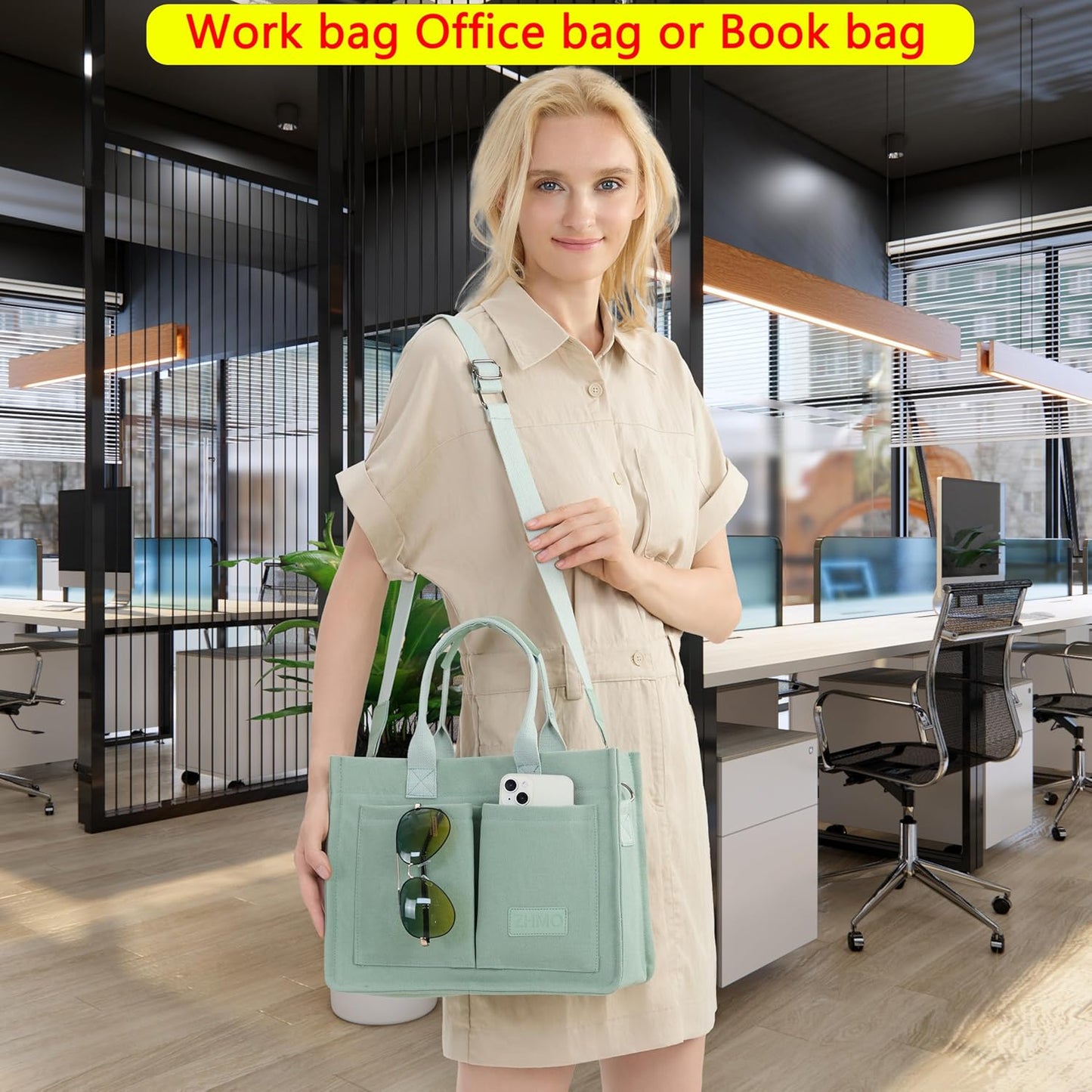 Canvas Tote Bag for Women,Women's Bags Crossbody Bags Work Laptop Tote Bag Large Handbags Purse for Travel Nurse Teacher