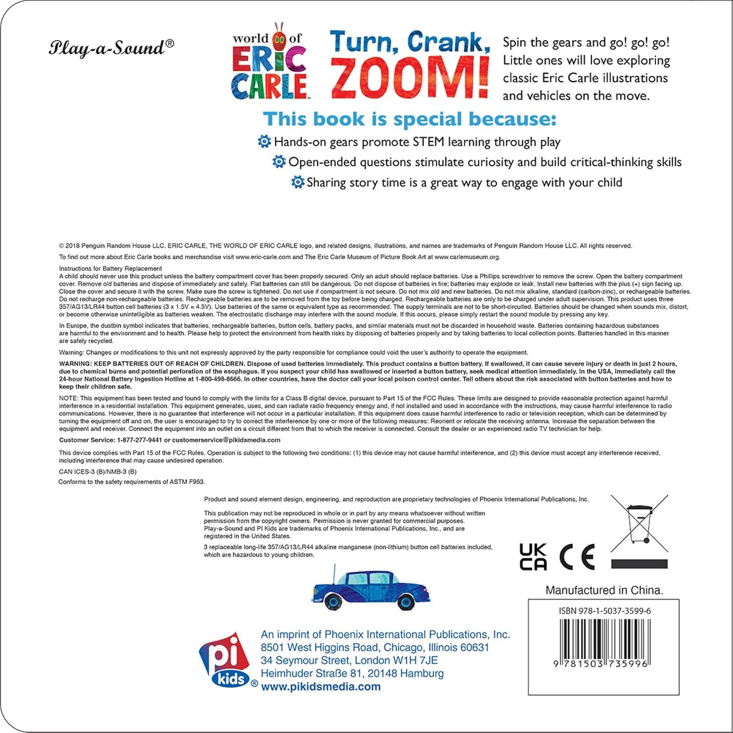 World of Eric Carle, Turn, Crank, Zoom! A STEM Gear Sound Book - PI Kids