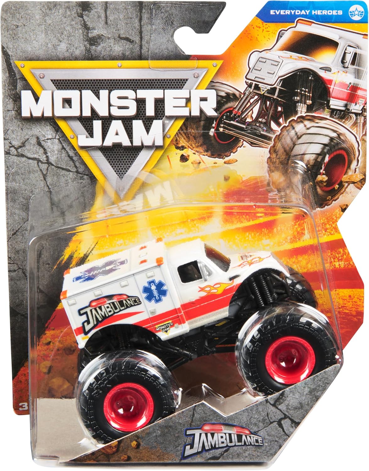 Monster Jam, Official Jambulance Monster Truck, Die-Cast Vehicle, 1:64 Scale, Kids Toys for Boys Ages 3 and up