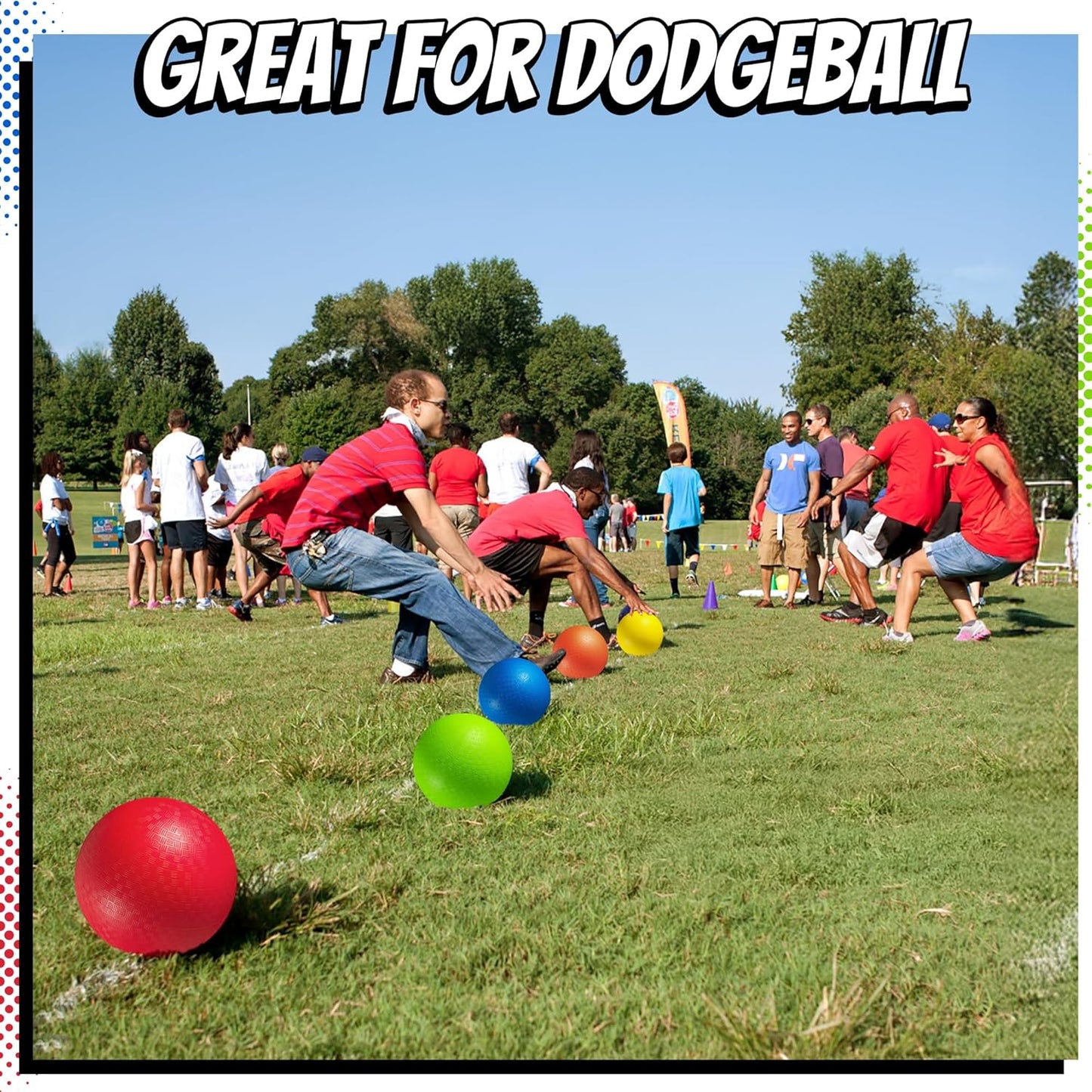 8.5 Inch Playground Balls Dodgeballs for Kids & Adults - (Pack of 6) Inflatable Rubber Indoor Outdoor Bouncy, Kickballs, Four Square and Handballs for School, Gym, Recess and More with Ball Pump
