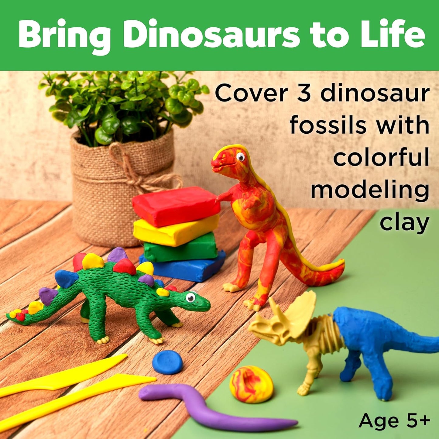 Creativity for Kids Create with Clay Dinosaurs: Sensory Craft, Creative Toy, Dinosaur Children's Toy, Boy Gifts, Easter Basket Stuffers for Kids (Ages 5+)