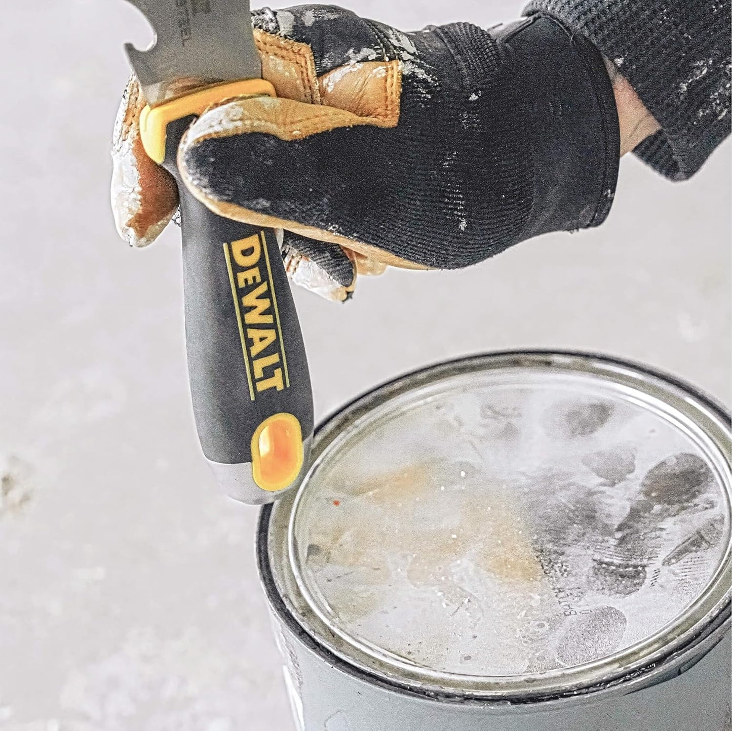 DEWALT 9-in-1 Painter's Tool | Straight Scraper, Curved Scraper, Gouger, Roller Cleaner, Can Opener, Bottle Opener, Nail Puller, Screwdriver, Hammer | Carbon Steel w/Soft Grip Handle | DXTT-2-200
