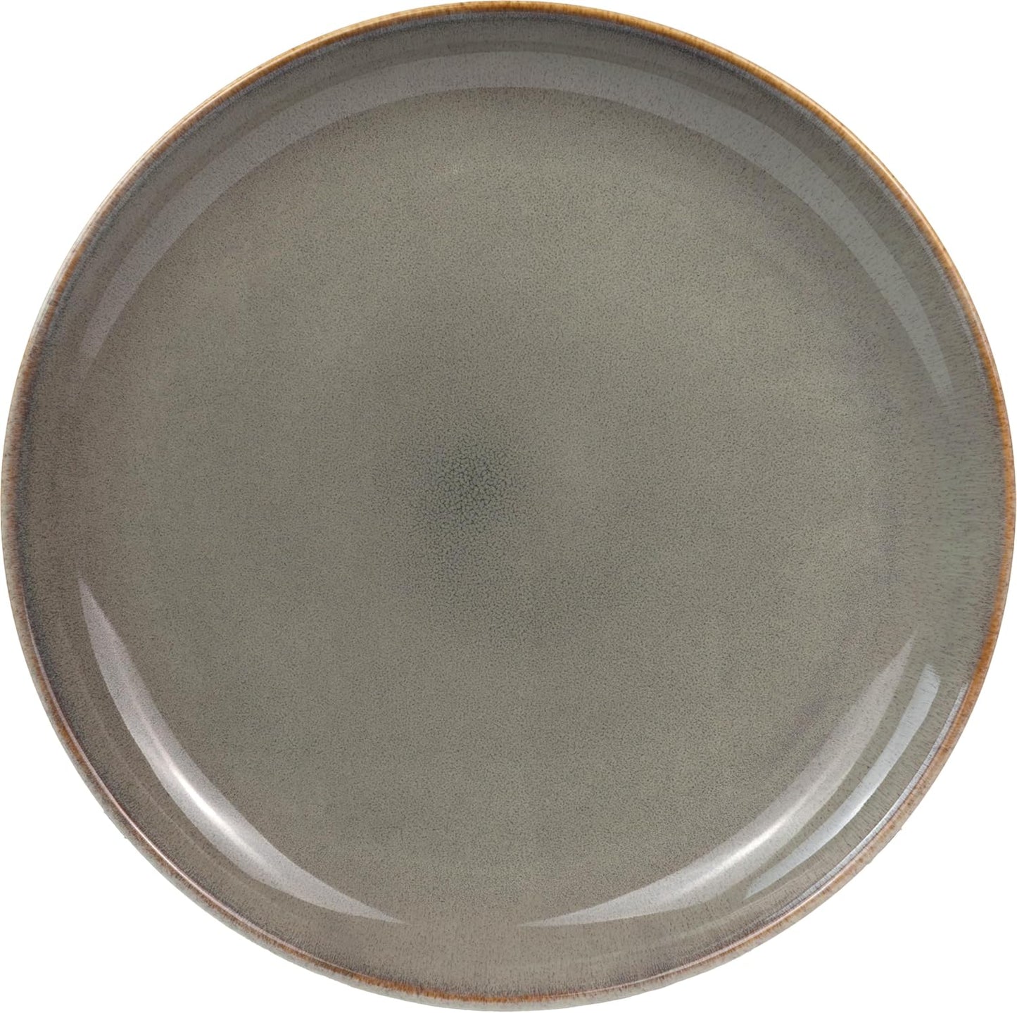 Sango 16-Piece Stoneware Dinnerware Set for 4, Glossy Cream/Green Big Dinner Plates and Bowls Sets with Reactive Glaze, Ceramic Dish Set, Modern Dishes, Microwave & Dishwasher Safe, Resona Moss