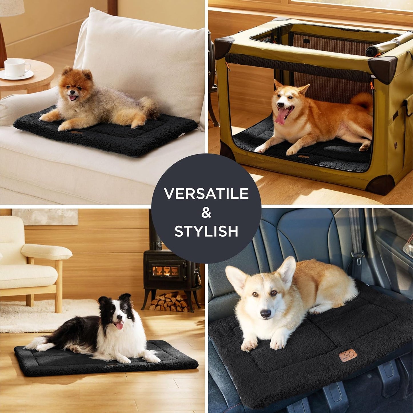 Bedsure Washable Dog Crate Bed for Large Dogs, Soft Foam Floor Pet Mat, Versatile Lightweight Pet Crate Pad for Cages