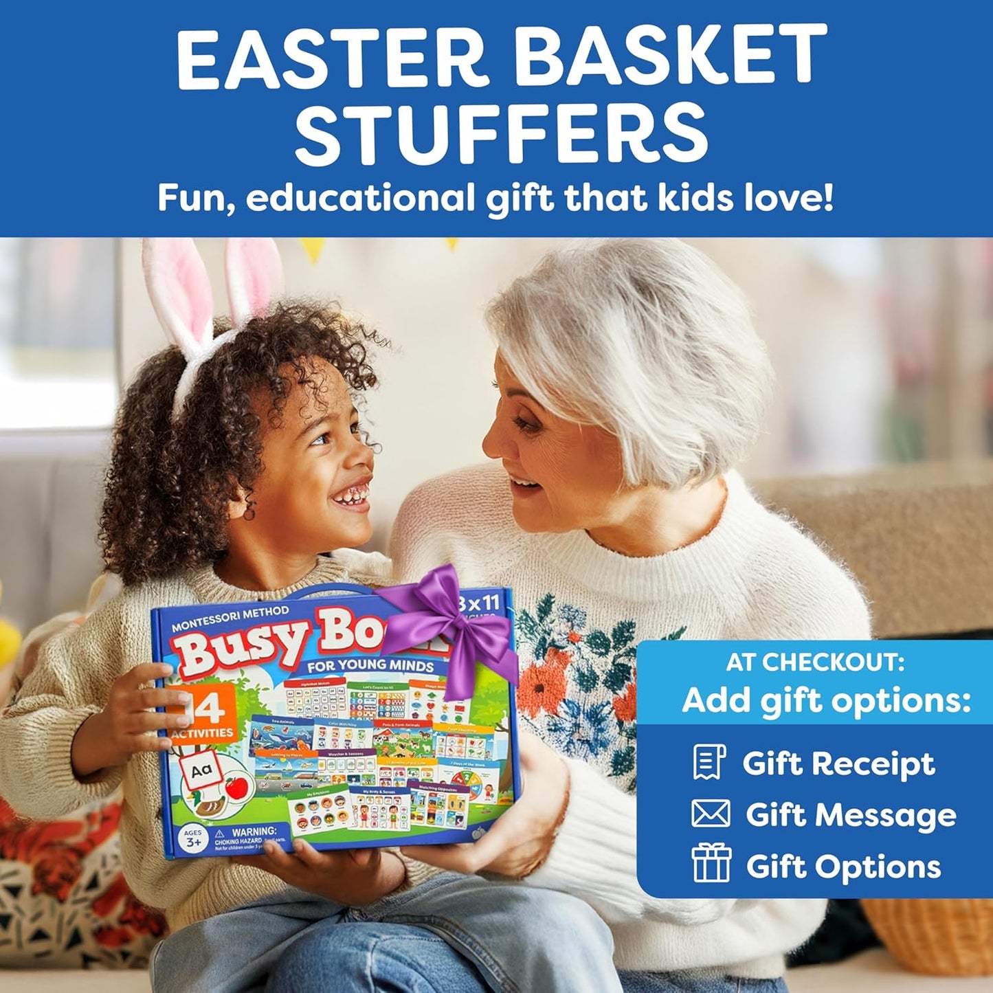 Montessori Preschool Busy Book for Toddlers Ages 3 and Up - Preassembled - Preschool Learning Activities Homeschool Montessori Toys - Gifts for 3 Year Old Boys Girl Birthday - Easter Gifts for Kids