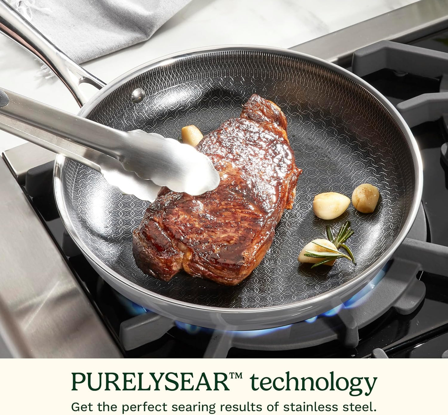 Cuisinart FusionElite+ Hybrid Nonstick Tri-Ply Stainless Steel Cookware Set, 6-Piece Skillet Cooking Set with PURELYSEAR Ceramic Nonstick Technology, Scratch Proof, Cool Grip Handles, Dishwasher Safe