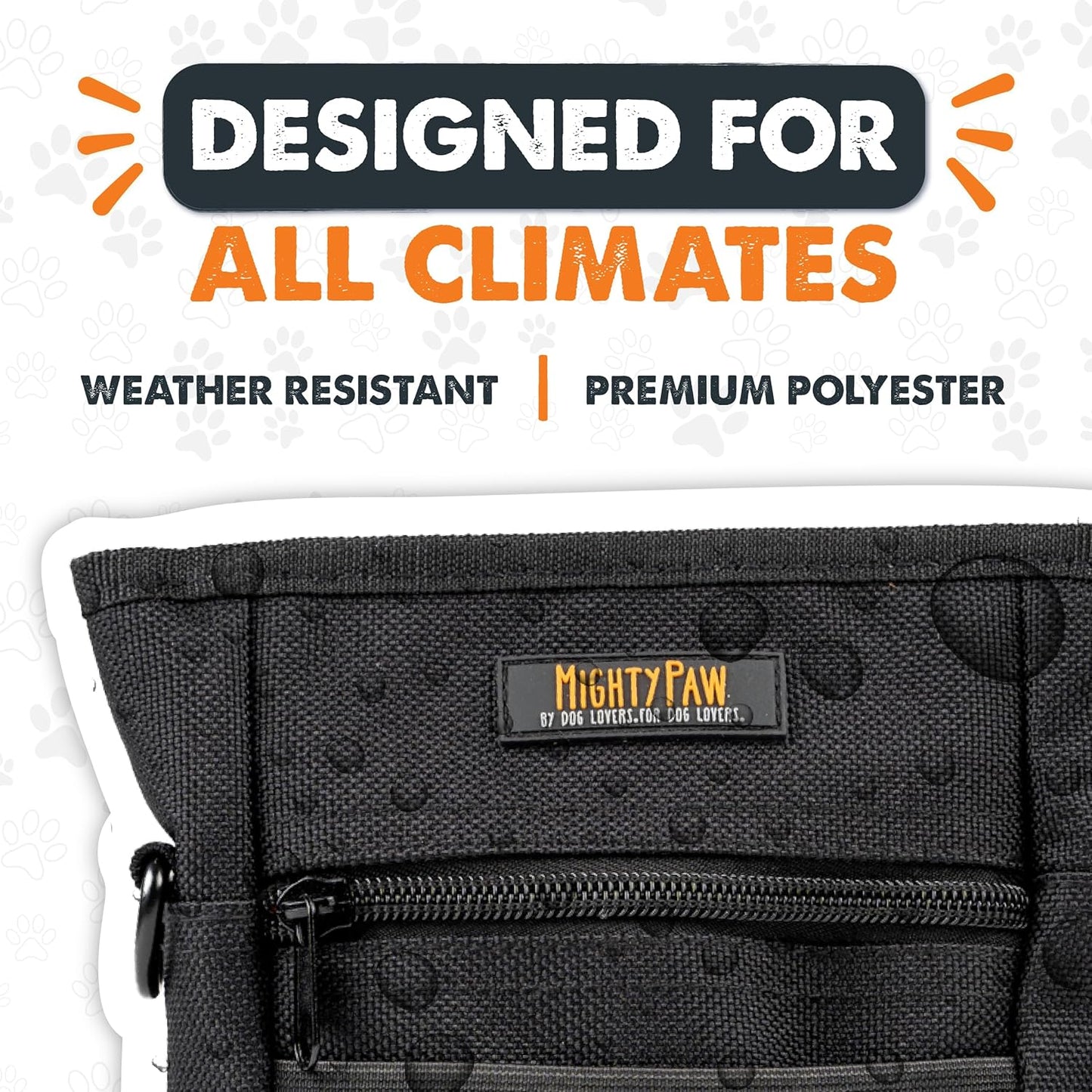 Mighty Paw Dog Treat Pouch | No Spill Magenetic Clasp - Hands-Free Pouches for Training - Pets Training Treat Pouches for Dog Walks - Pet Bags Pouch - Built in Poop Bag Holder - Black