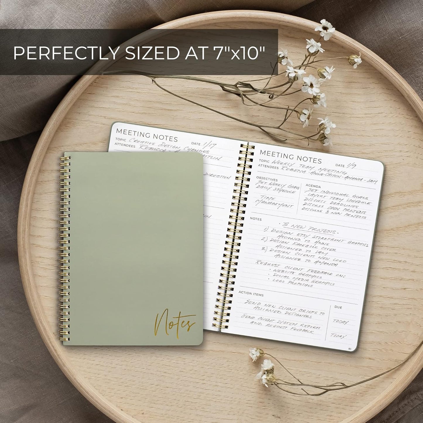 ZICOTO Beautiful Meeting Notebook For Work Organization - Easily Take Notes And Keep Agendas on Track - The Perfect Office Planner Supplies for Women & Men to Professionally Manage Business Projects