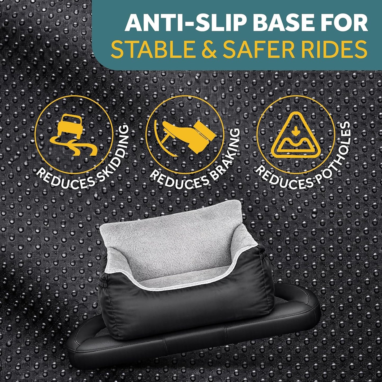 JOTADE Dog Car Seat for Small & Medium Dogs – Washable & Reversible Pet Travel Booster Seat, Double Safety Leashes, Anti-Slip Design, Extra Cushion Cover, Easy Install Puppy Car seat up to 35 lbs