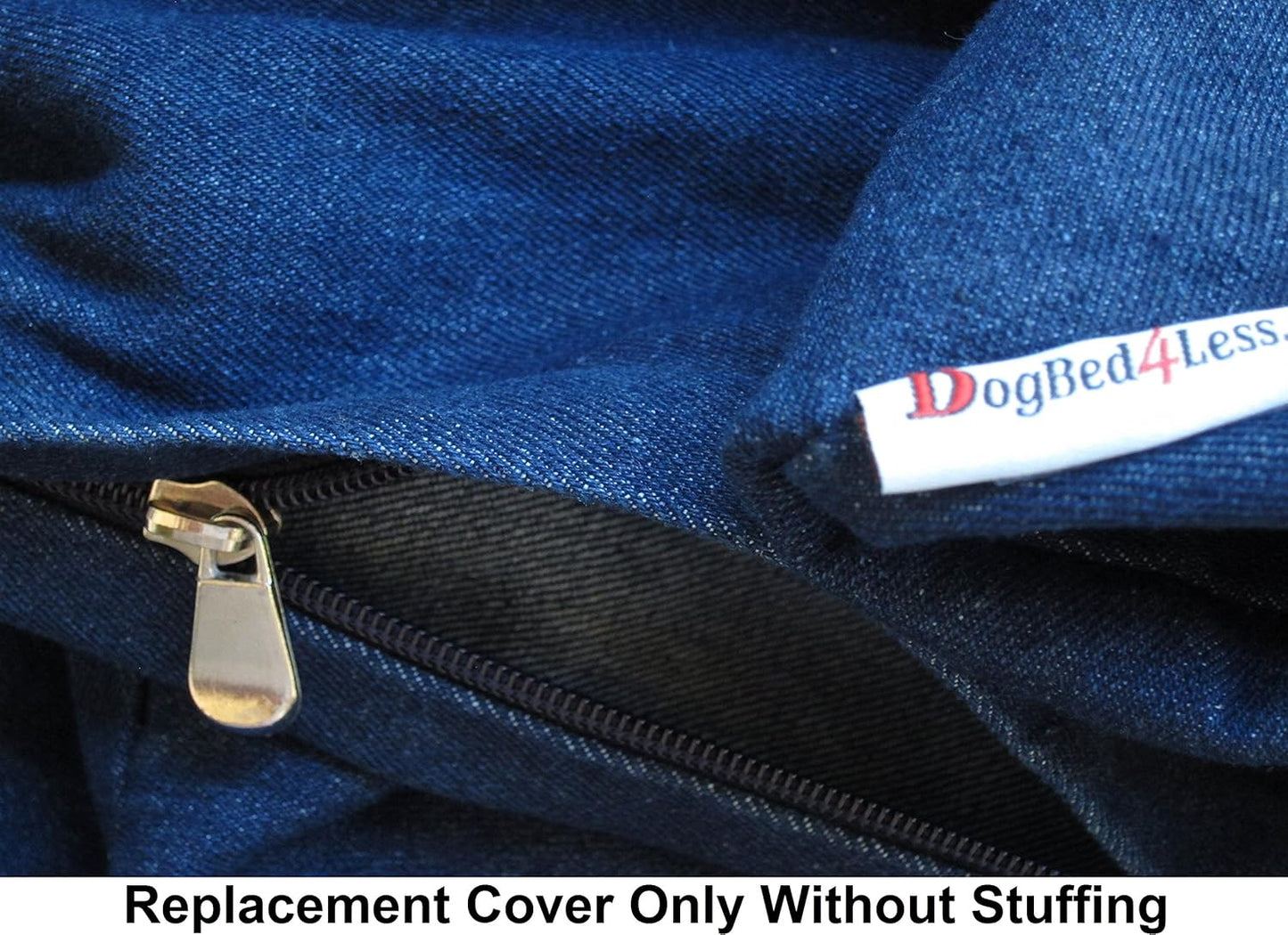 Dogbed4less 47X29X4 Inches Extra Large Blue Color Denim Cotton Jean Dog Pet Bed External Zipper Duvet Cover - Replacement Cover only