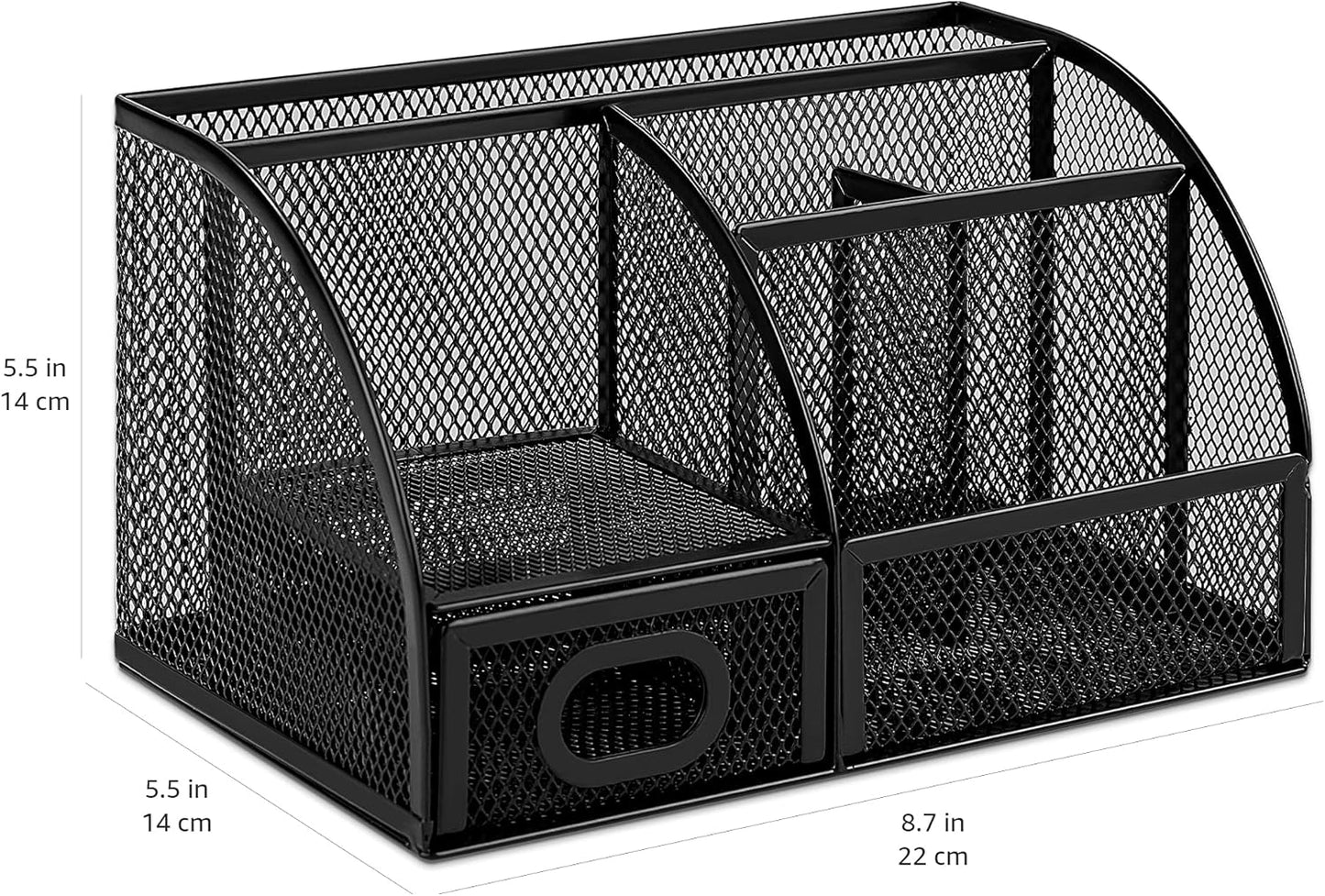 Amazon Basics Pen Holder and Desk Organizer, Office Supplies Storage Caddy, 9.1" x 5.9" x 5.5", Black