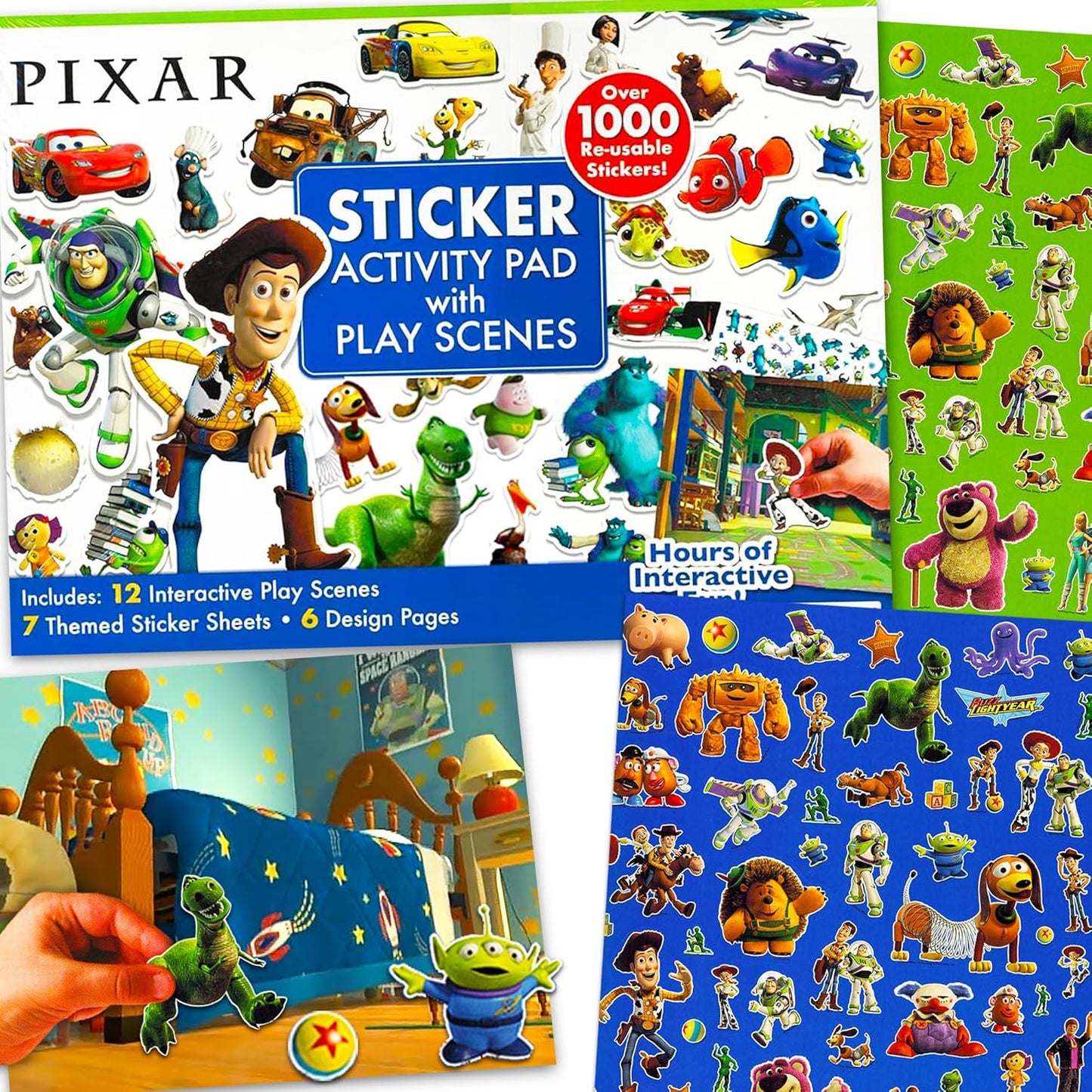 Pixar Create a Scene Book for Kids - Activity Kit Includes 1000+ Stickers from Toy Story, Monsters Inc., Cars, and More | Pixar Activity Book for Girls, Boys