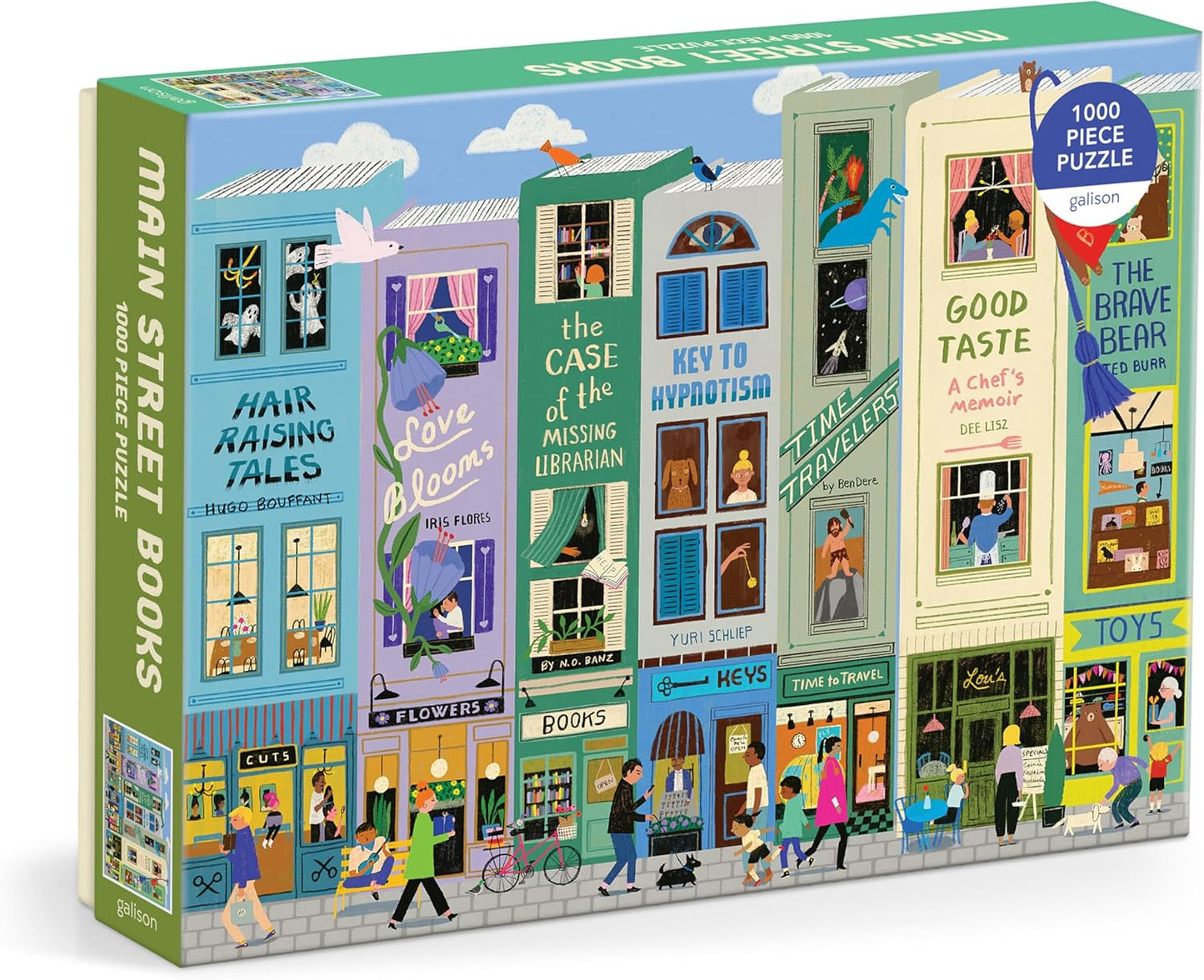 Galison Main Street Books – 1000 Piece Jigsaw Puzzle Featuring Beautiful Artwork of A Book Themed Neighborhood