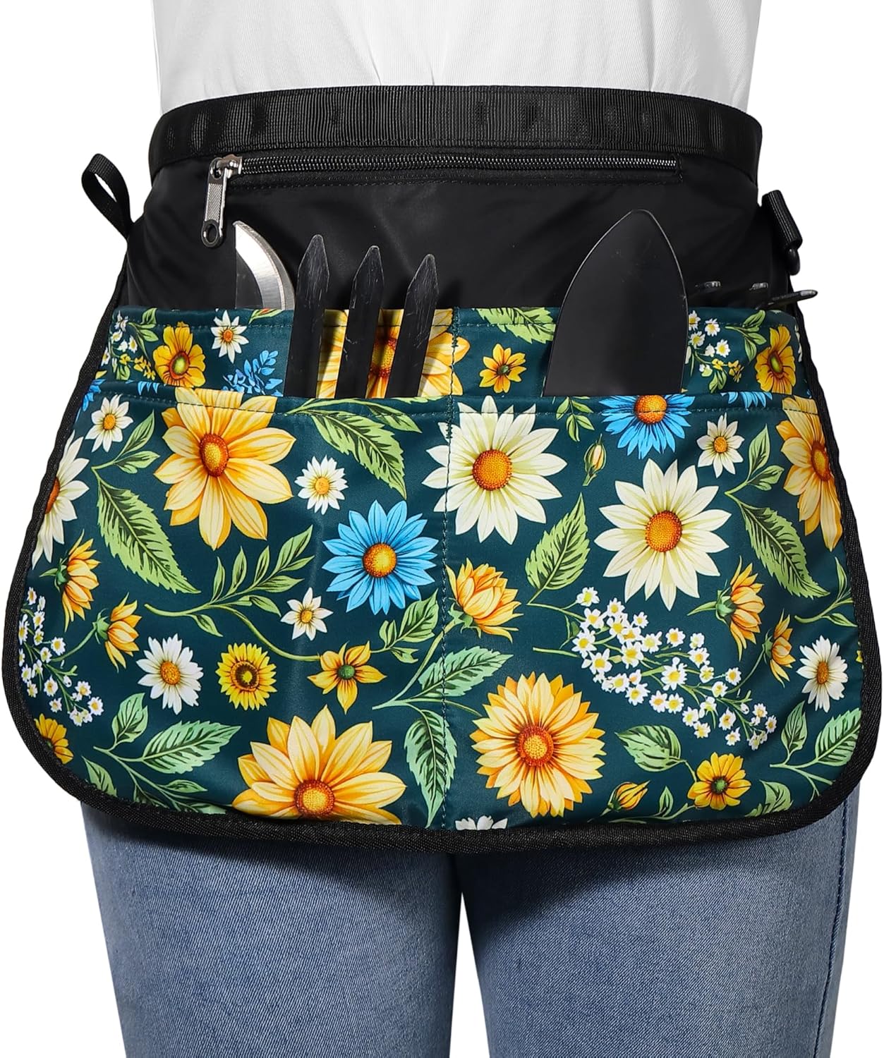 Garden Apron for Women with 5 Pocket,Half Florist Apron Harvesting Apron
