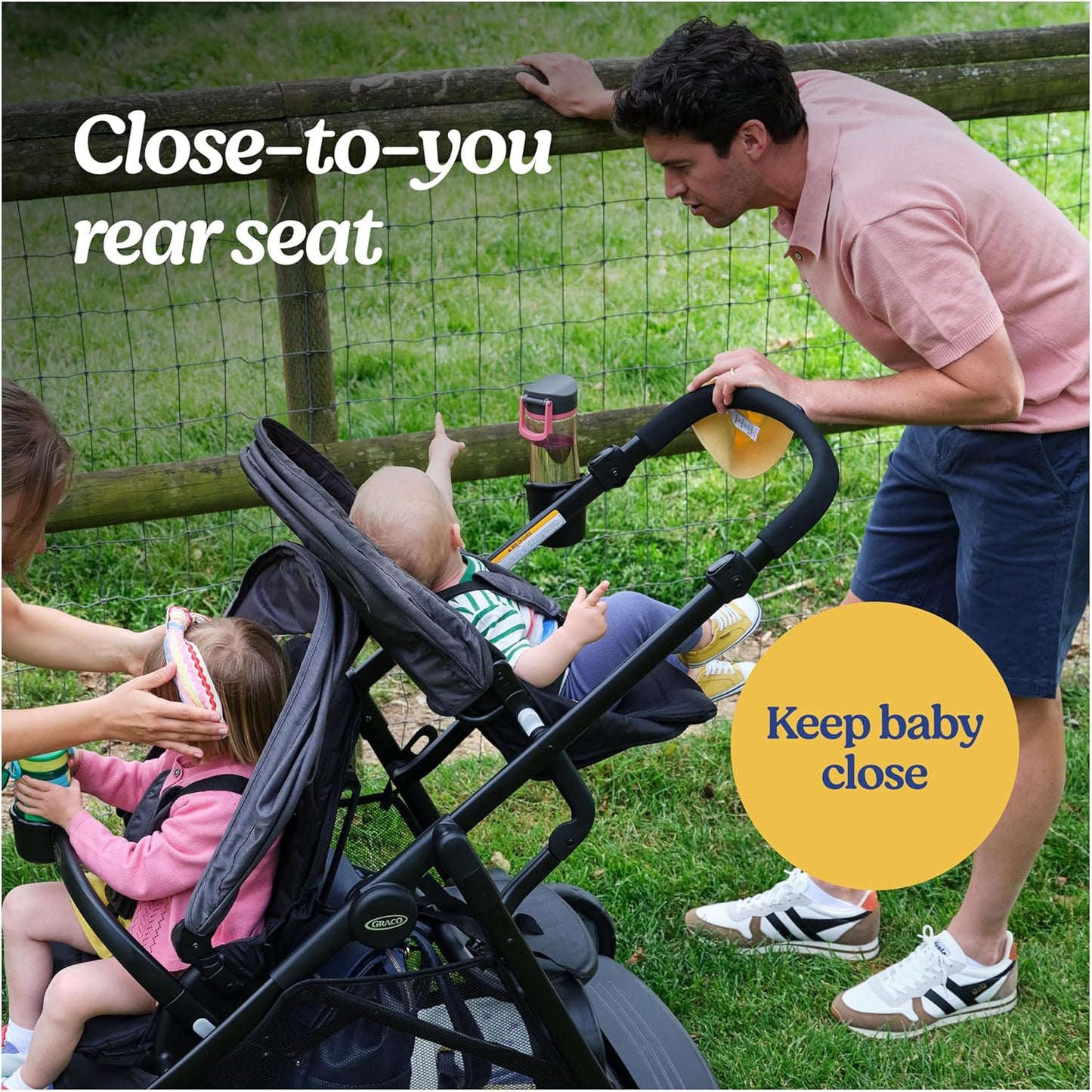 Graco Ready2Grow LX 2.0 Double Stroller Features Bench Seat and Standing Platform Options, Clark