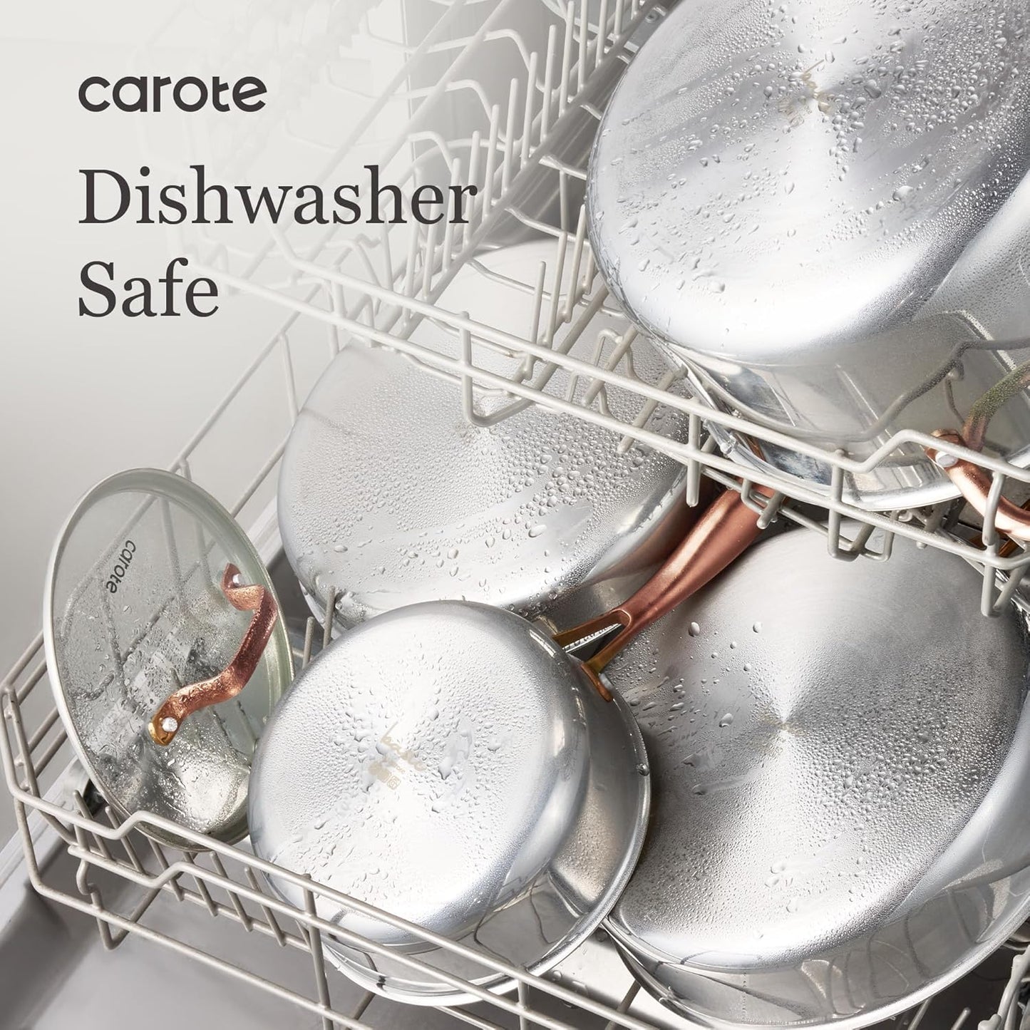 CAROTE 21pcs Tri-Ply Stainless Steel Cookware Set, Pots and Pans Set, Non Toxic Induction Kitchen Cooking Sets, Cookware Collection, Mirror Polish, Gold