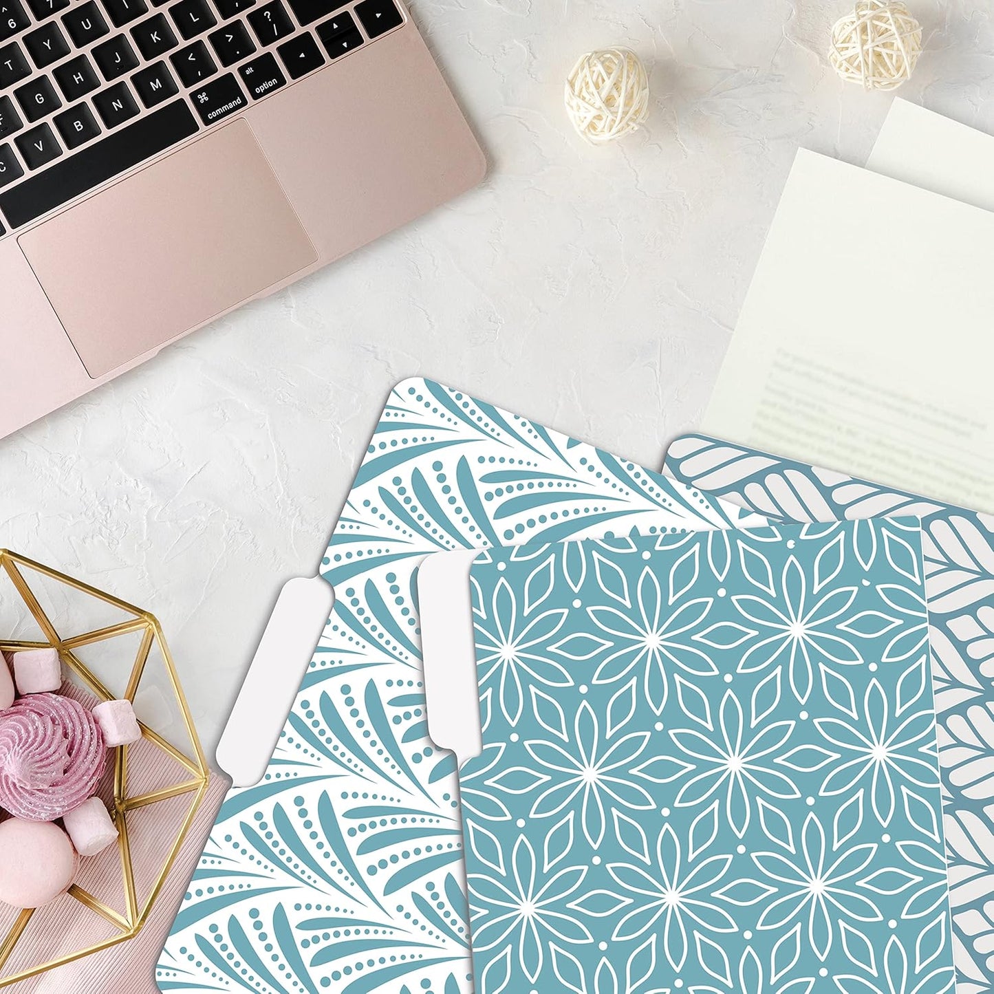 Better Office Products Decorative File Folders, 12 Pack, 6 Unique Designs, Heavyweight, Letter Size (9.5 x 11.5) with 1/3 Cut Tab, Soft Hue Floral Designs, Fashion Folders