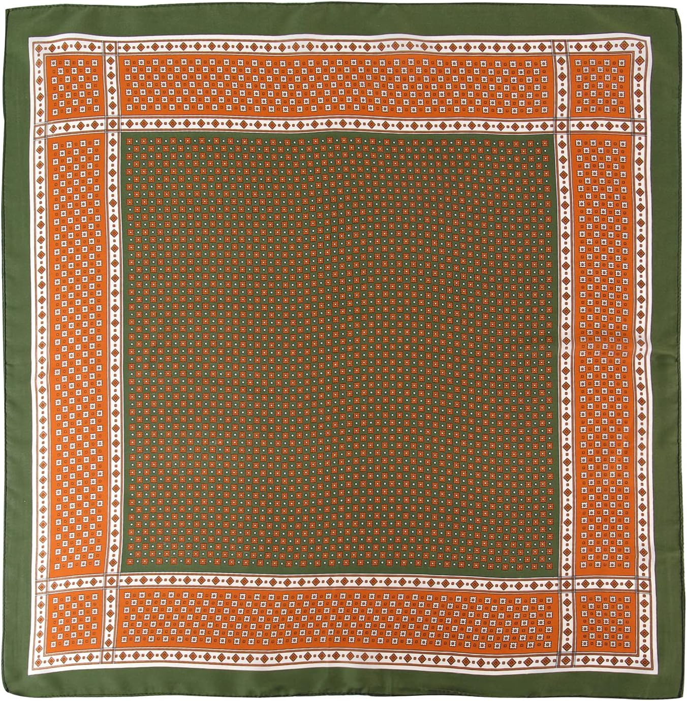 GERINLY Vintage Silk Feel Square Scarf for Men Satin Bandana Tiny Pattern Print Neckerchief Geometry Head Scarf Fashion