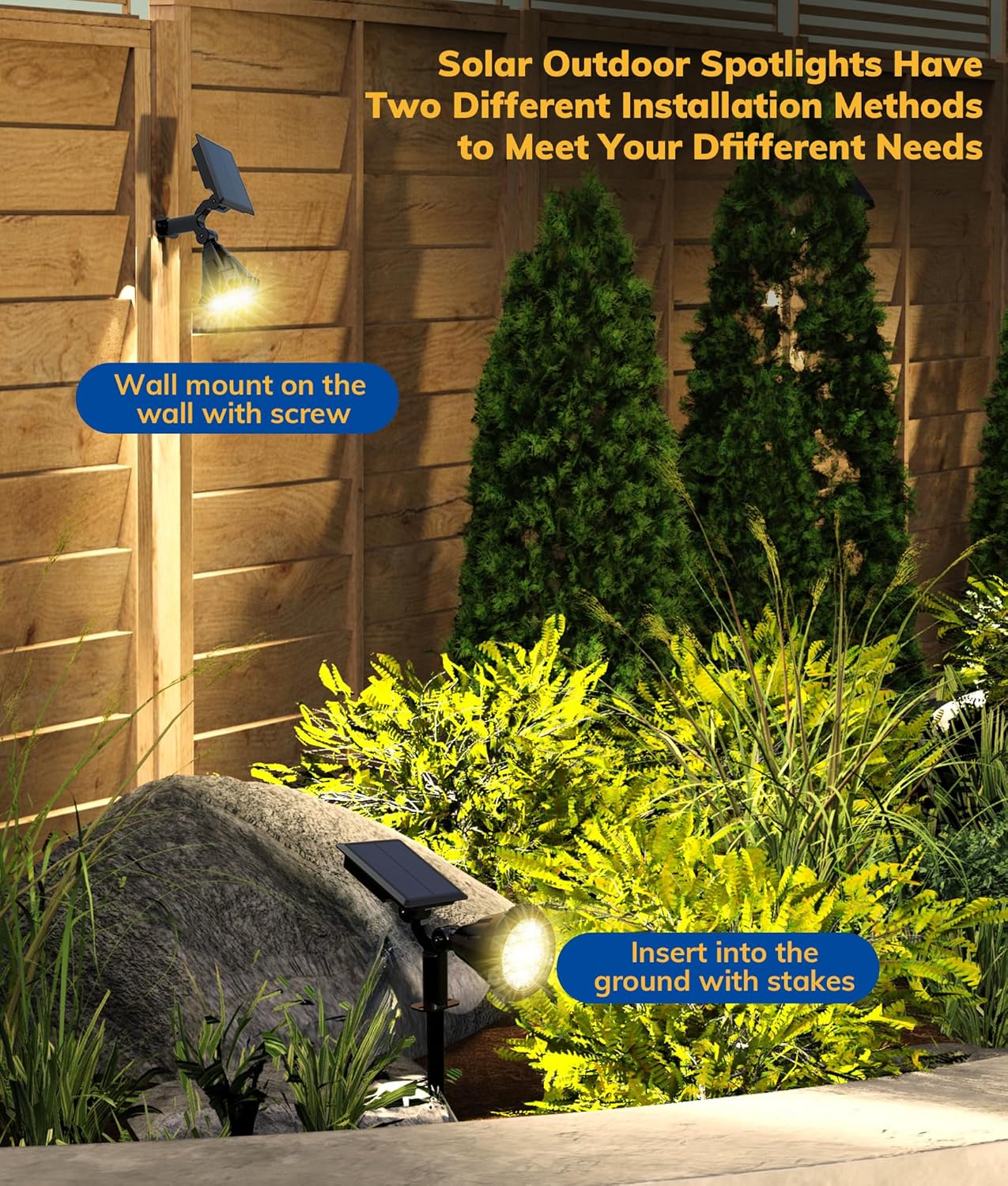 Solar Spot Lights for Outside, 21 LED Outdoor Solar Lights for Yard, 4 Pack Solar Spotlights Waterproof Auto On/Off for Landscape, Wall, Garden, Pool, Tree, Pathway and Driveway(Warm White)