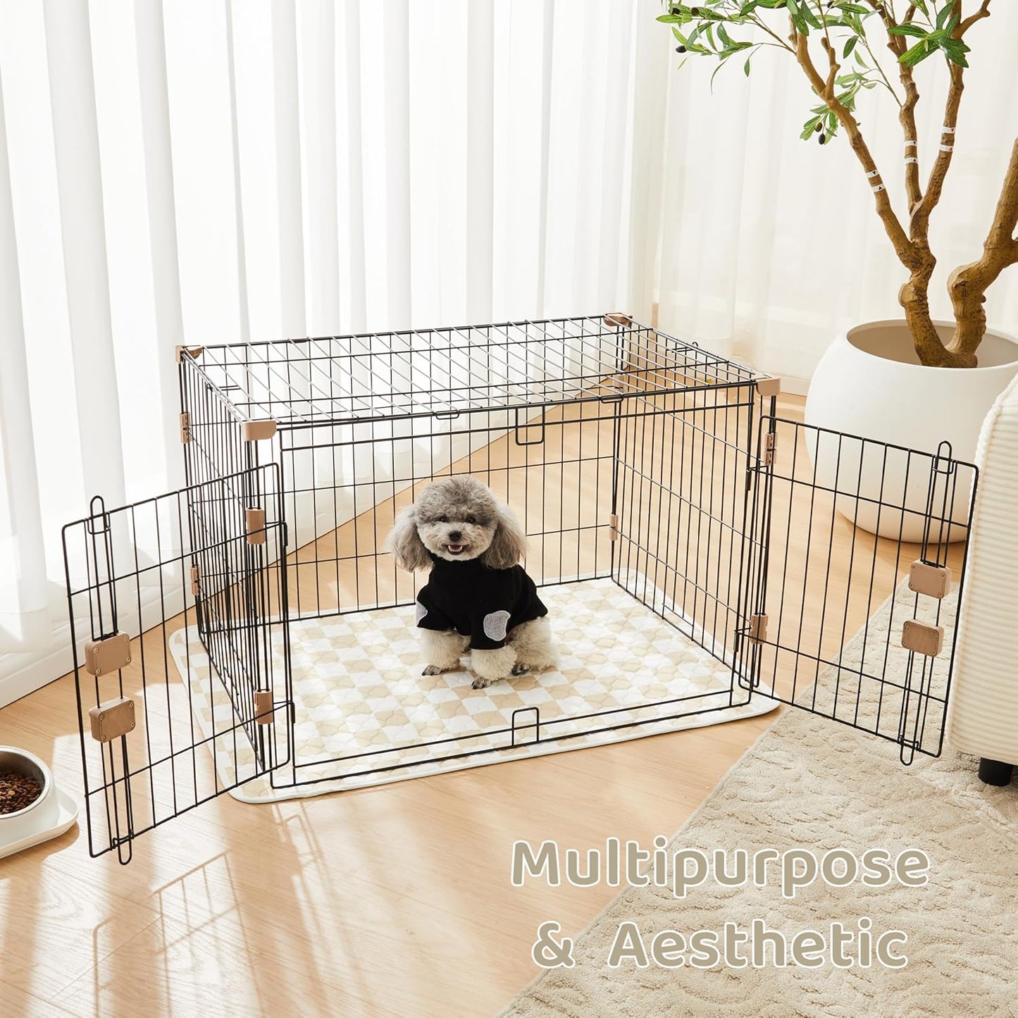 Ralxion 2 Pack Beige Checkered Washable Pee Pads for Dogs, Checkered Reusable Dog Pee Pads, for Puppy Playpen, Crate, Whelping Box, Potty Training, Cute Aesthetic Absorbency, Leak-Proof Non-Slip