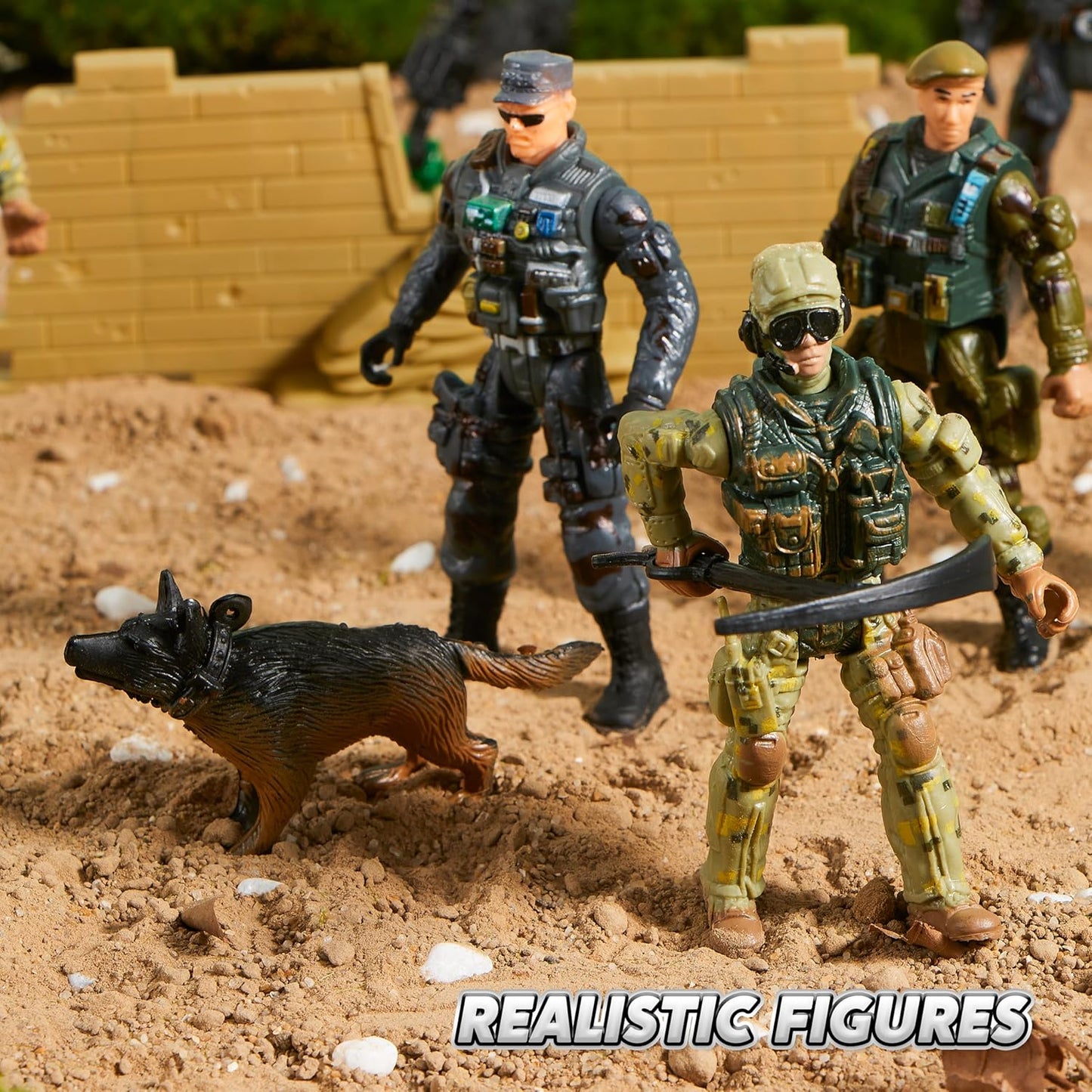 JOYIN 16 PCs Army Men Playset with 12 Realistic Army Ranger Men Action Figures and Weapon Gear Accessories, Military Soldiers Action Figures Playset for Boys Gift, Easter Basket Stuffers