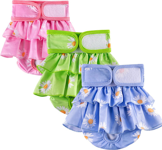 Washable Female Dog Diapers, Reusable Pet Diapers and Puppies Dogs Heat Panties for Girl Dogs Menstrual Periods Dog Pants for Dogs in Incontinence or Excitable Urination (X-Large Size, 3 Packs)