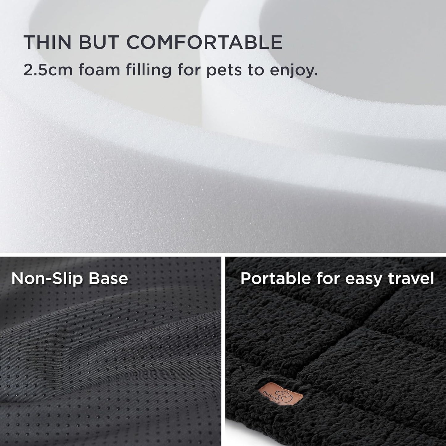 Bedsure Washable Dog Crate Bed for Large Dogs, Soft Foam Floor Pet Mat, Versatile Lightweight Pet Crate Pad for Cages