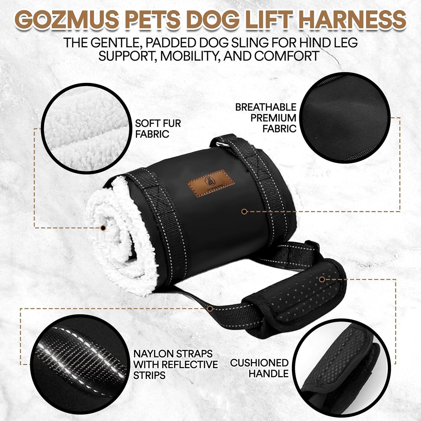 Dog Lift Harness – Adjustable Dog Sling for Large Dogs Hind Leg Support with Handle – Harness for Dogs with Weak Legs, Seniors, Injured, Disabled – Thick Plush Padding (Large)