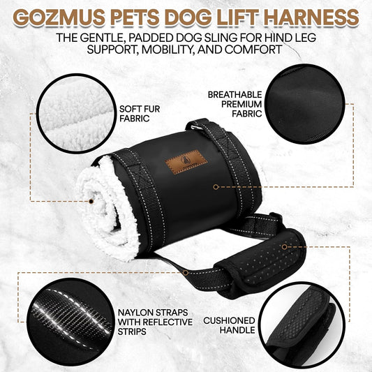 Dog Lift Harness – Adjustable Dog Sling for Large Dogs Hind Leg Support with Handle – Harness for Dogs with Weak Legs, Seniors, Injured, Disabled – Thick Plush Padding (Large)