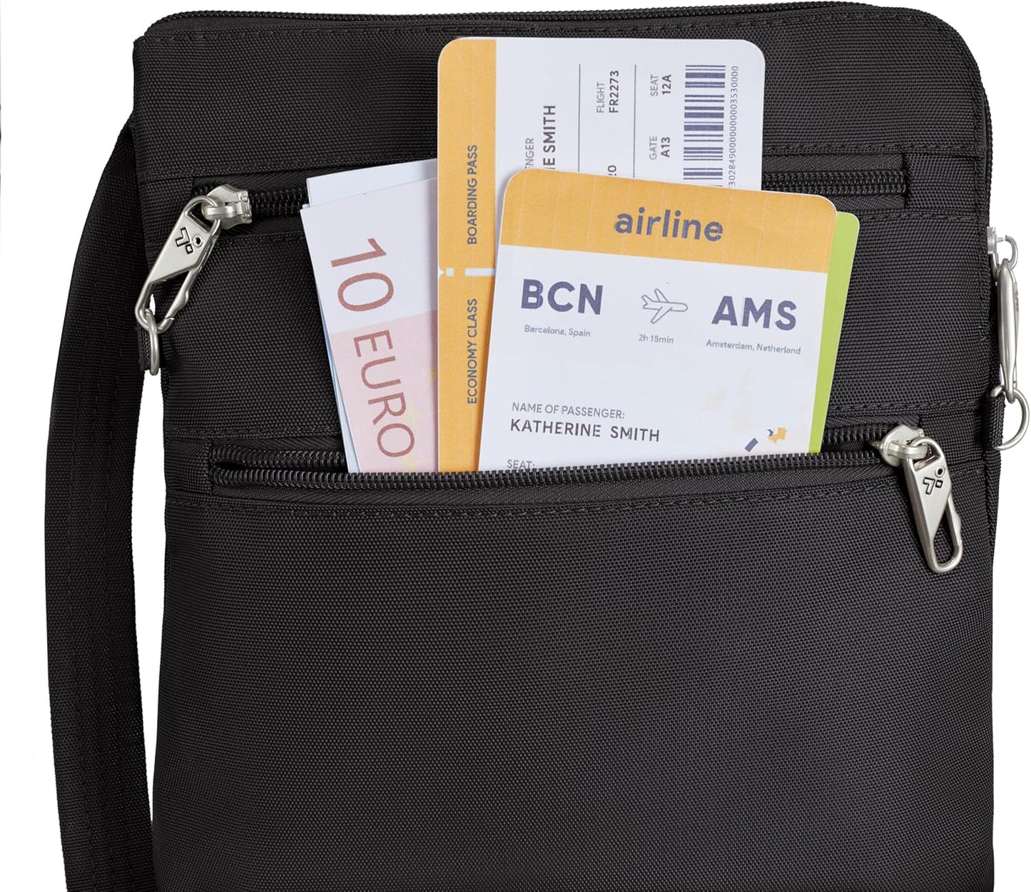 Travelon Anti-theft Classic Slim Double Zip Crossbody