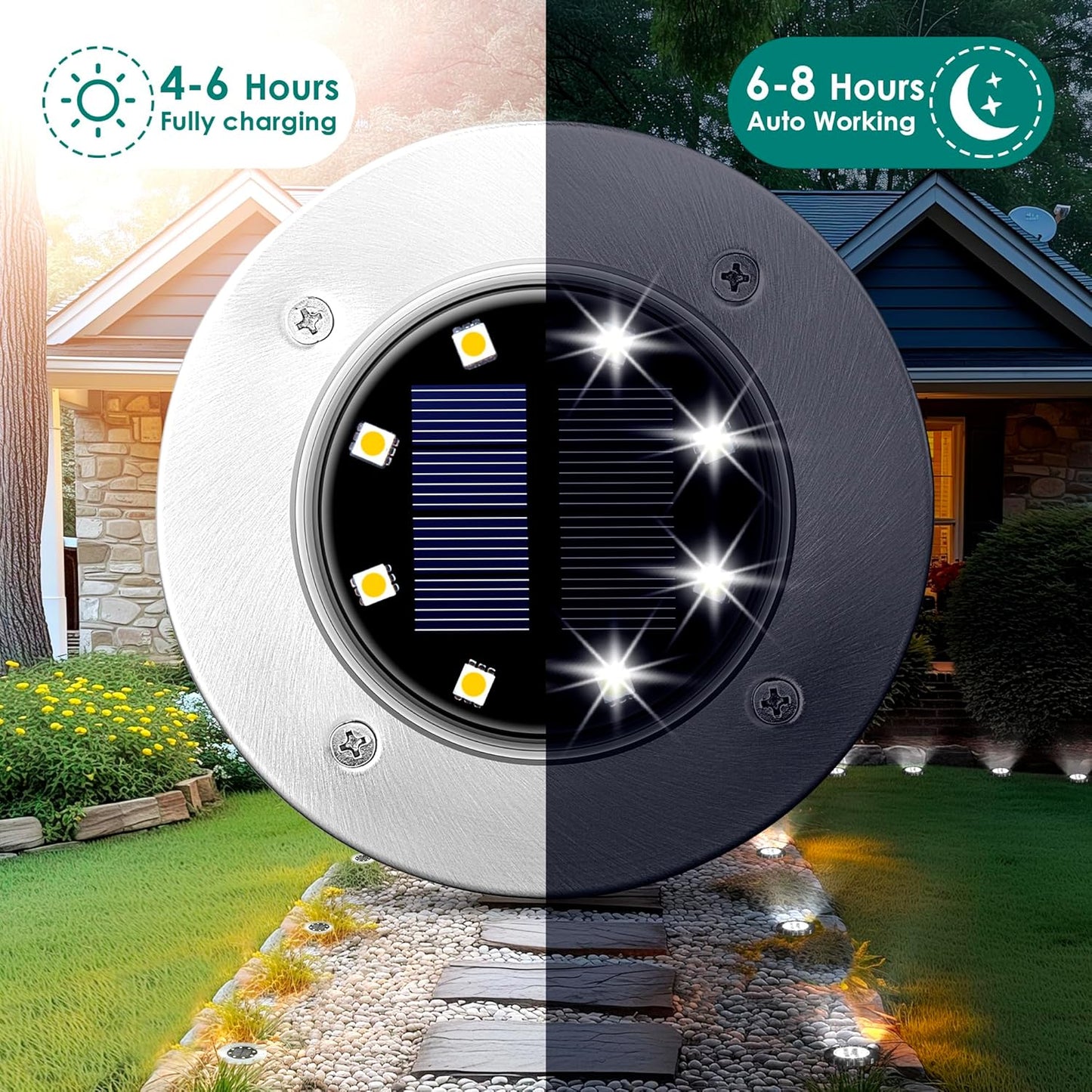 SOLPEX Solar Lights Outdoor Waterproof, 12 Pack Solar Ground Lights, Solar Garden Lights Landscape Lighting for Pathway Driveway Patio Backyard Walkway (Cool White)