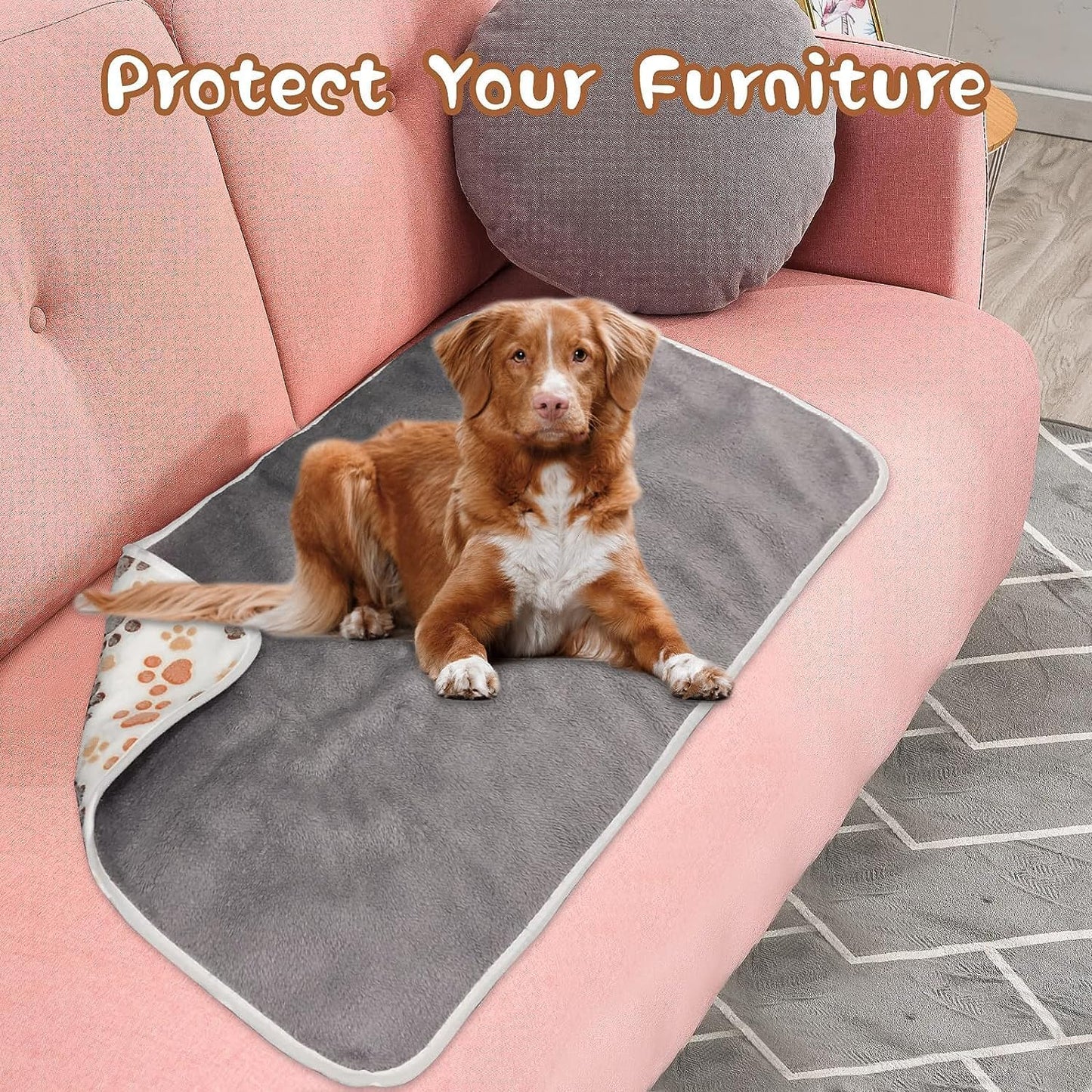 YUEPET Waterproof Dog Blankets, 2 Pack Washable Dog Blankets for Bed Couch Sofa Protector Fleece Flannel Puppy Blanket Soft Plush Reversible Throw Blanket for Small Dog Puppy Cat 23"×16"(White+Coffee)