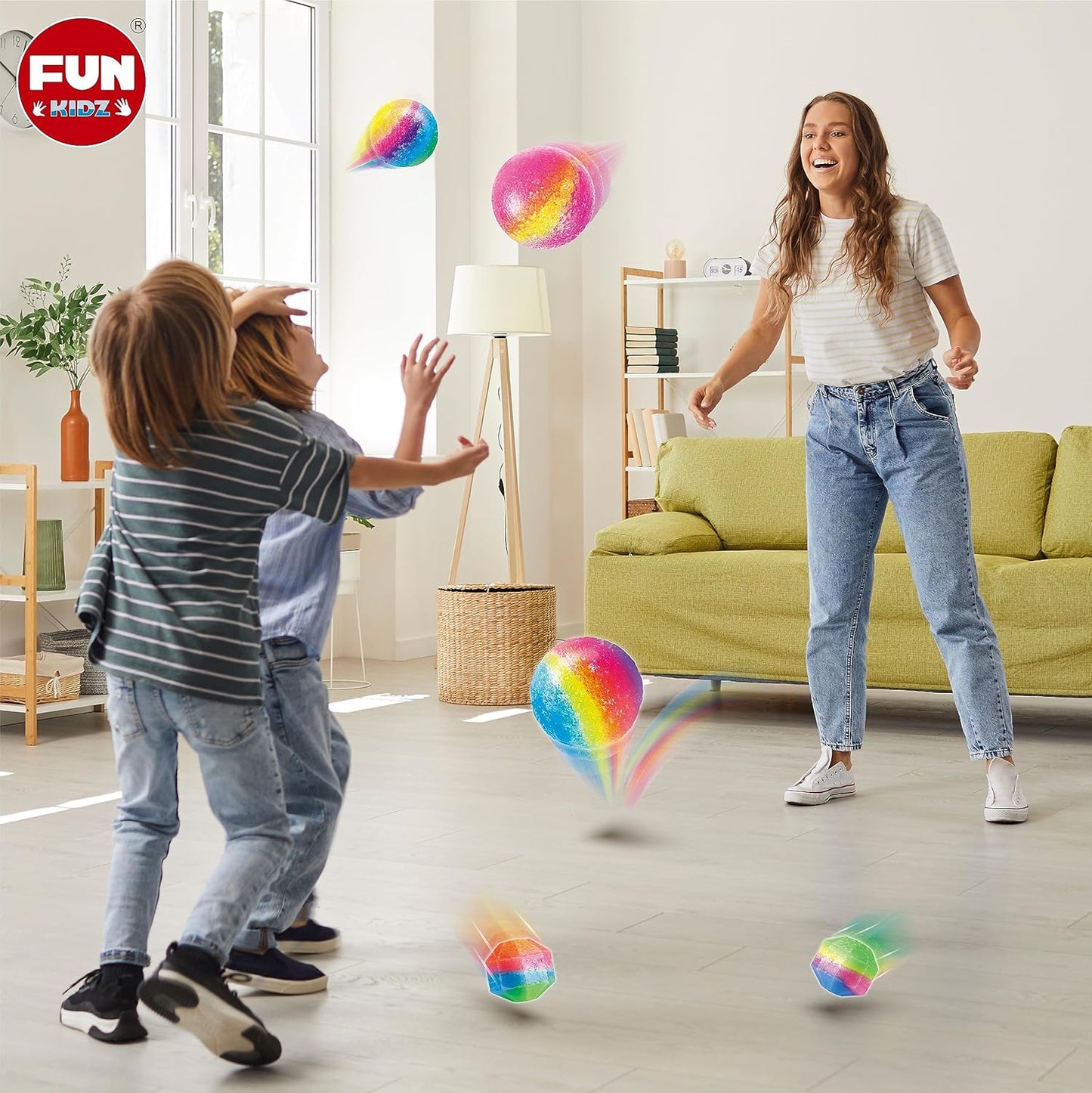 Big Bouncy Ball Kit for Kids, FunKidz DIY Ultimate Magic Bouncy Balls Making Kit Science Craft Projects Birthday Party Activities for Boys Girls Ages 6-12 Includes Tennis Size Ball Model and Powder