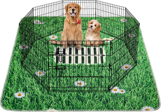 Aitmexcn Washable Pee Pads for Dogs, 2 Pack Super Absorbent Reusable Puppy Pads, Lawn Design Reusable Dog Pads for Potty Tranning, Whelping, Playpen, Crate, Bed - 31"x36" - Green