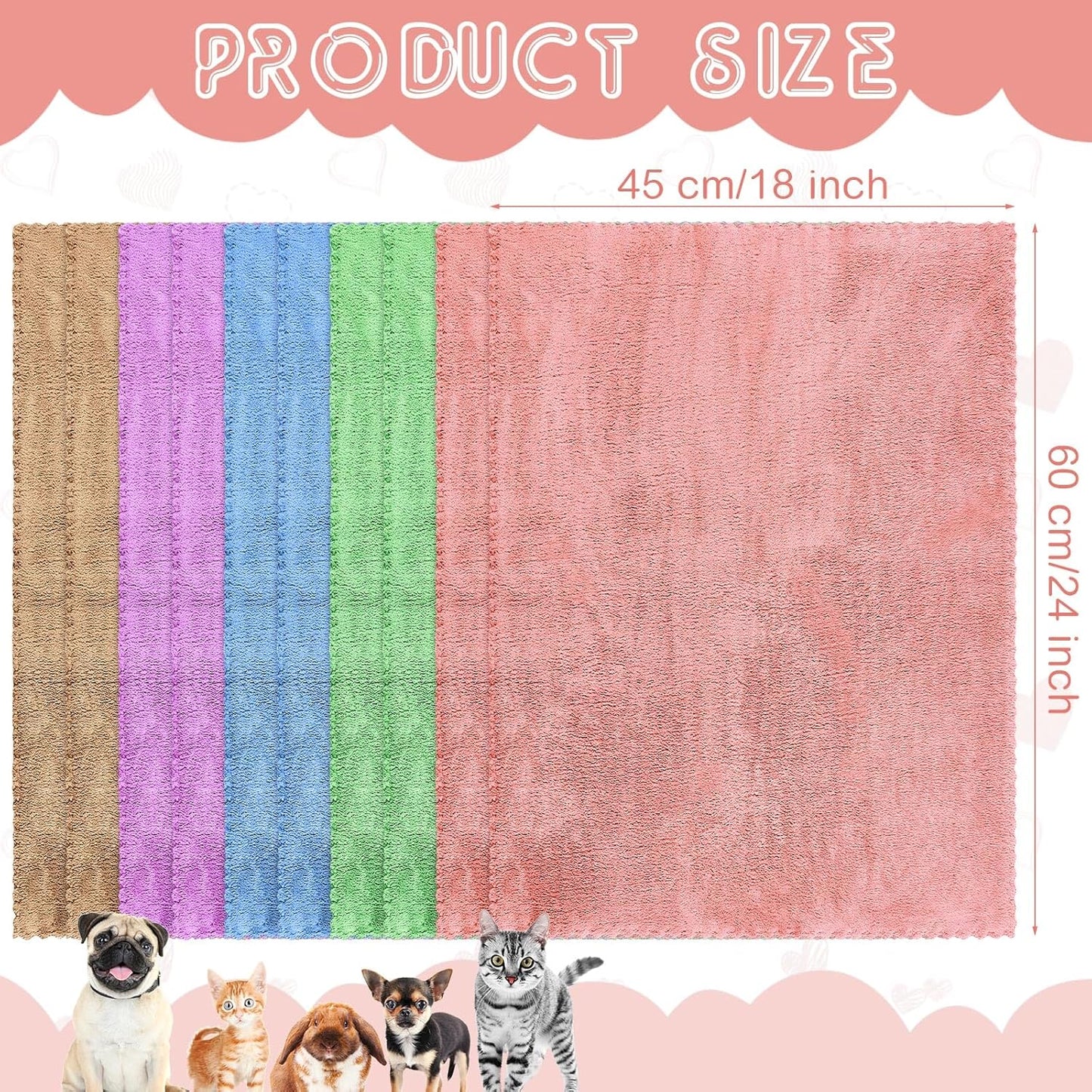 5 Pcs Waterproof Guinea Pig Blankets Washable Small Animal Pee Pad Pet Blanket Sleep Bedding Mats Absorbent Guinea Pig Cage Liner Reusable Pet Sleep Pad(Colorful,18" X 24",Classic)