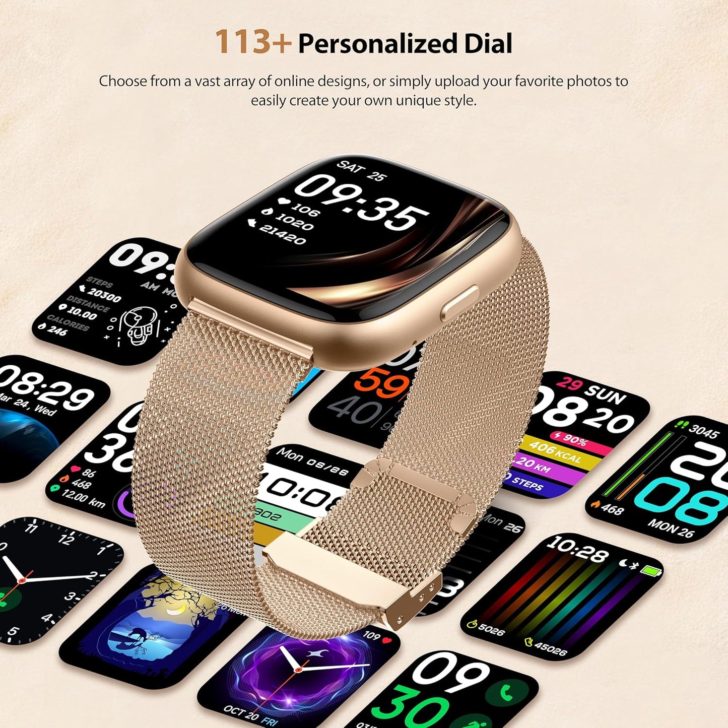 Smart Watch for Women with Alexa Built-in, 1.83" HD Touchscreen Fitness Tracker with Bluetooth Calls, Heart Rate/Sleep Monitor, 120+ Sports Fitness Watch, IP68 Waterproof Smartwatch for Android iOS