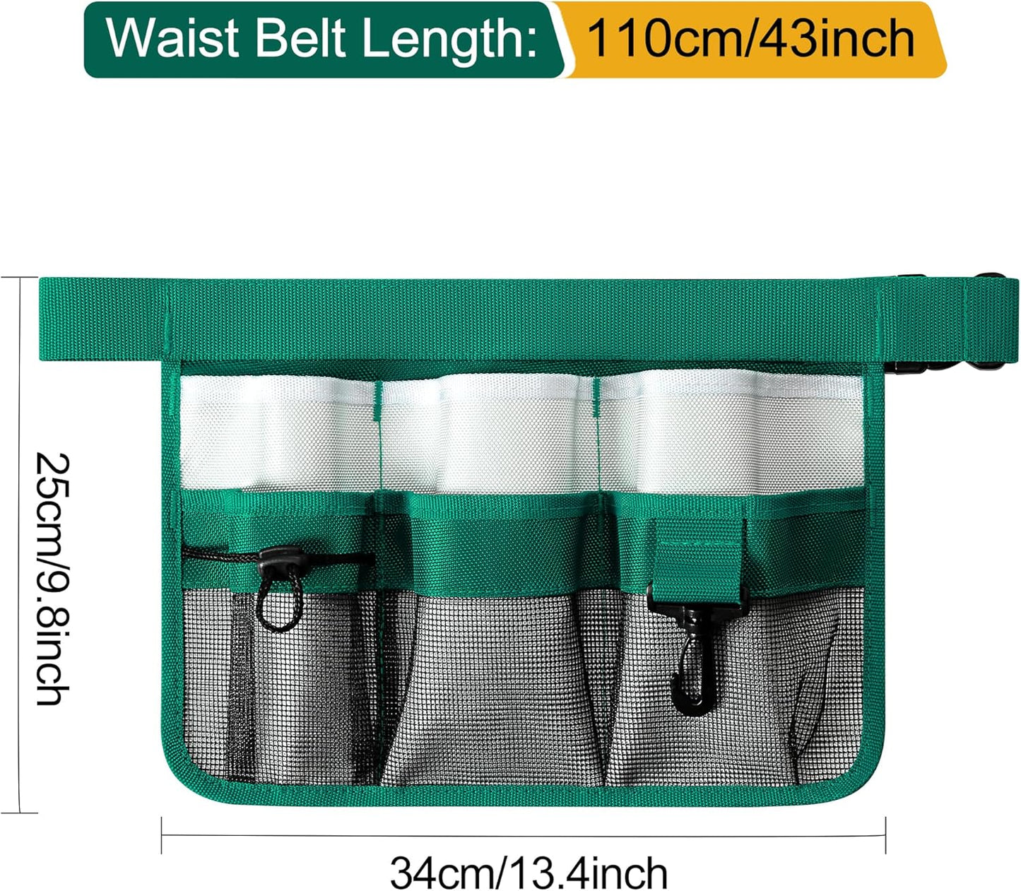 Garden Apron for Women, Adjustable Tool Belt with 8 Pockets - Heavy Duty Oxford Work Belt for Gardening, Construction (Green)