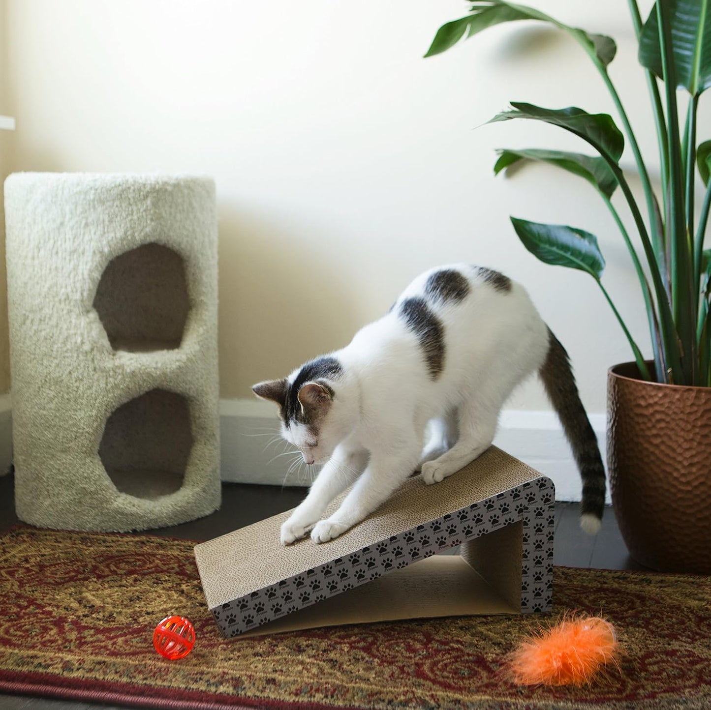 iPrimio Cat Scratch Ramps (2 Ramps for One Price) - Foldable for Travel and Easy Storage - Great for Cats Playing Over, Laying, and Scratching - Patent Pending Design (2 Pack)