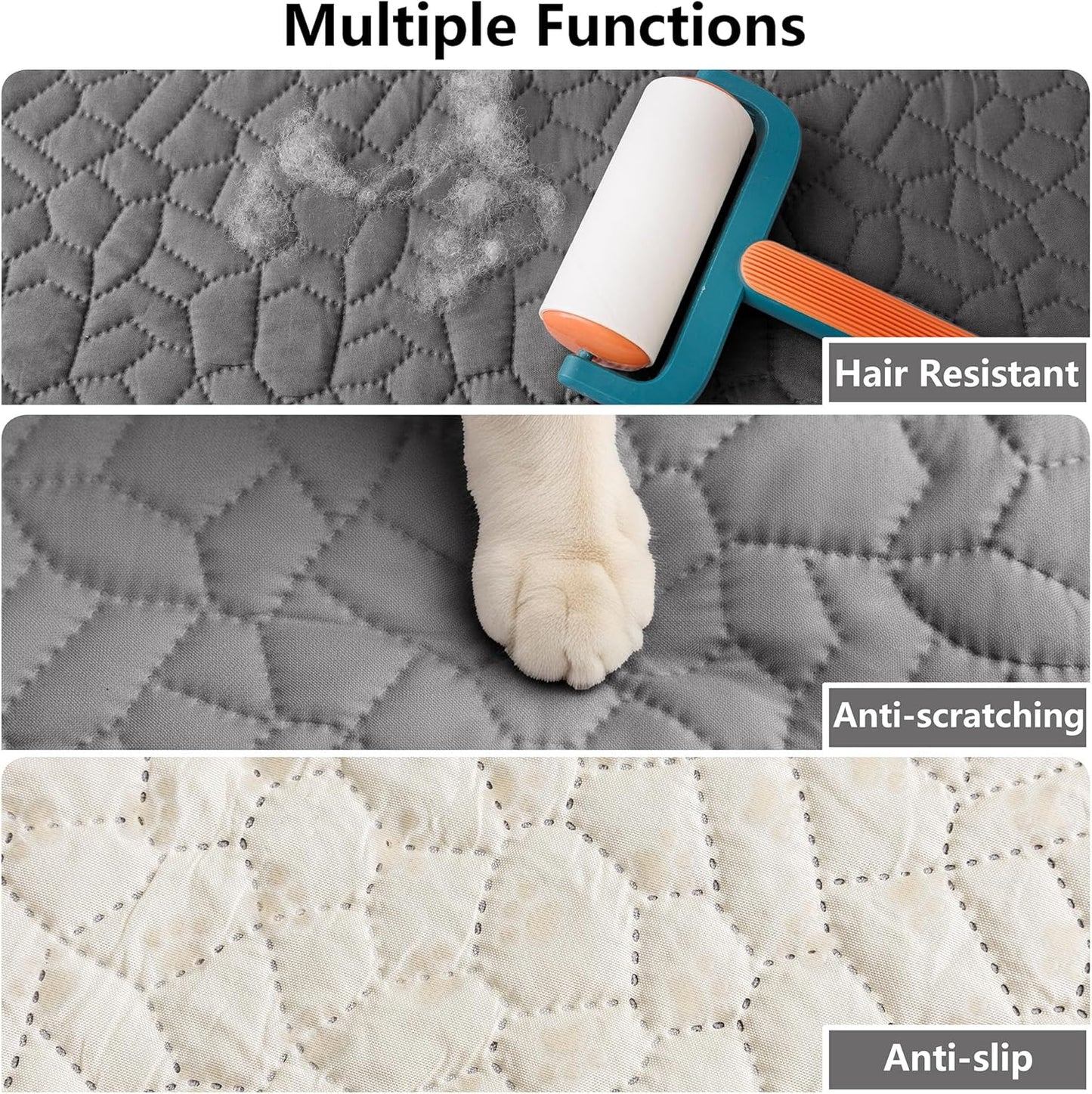 Waterproof Dog Blanket, Anti-Slip Pet Couch Sofa Cover Washable Bed Furniture Protector for Hair Resistant-52x82,Darkgrey