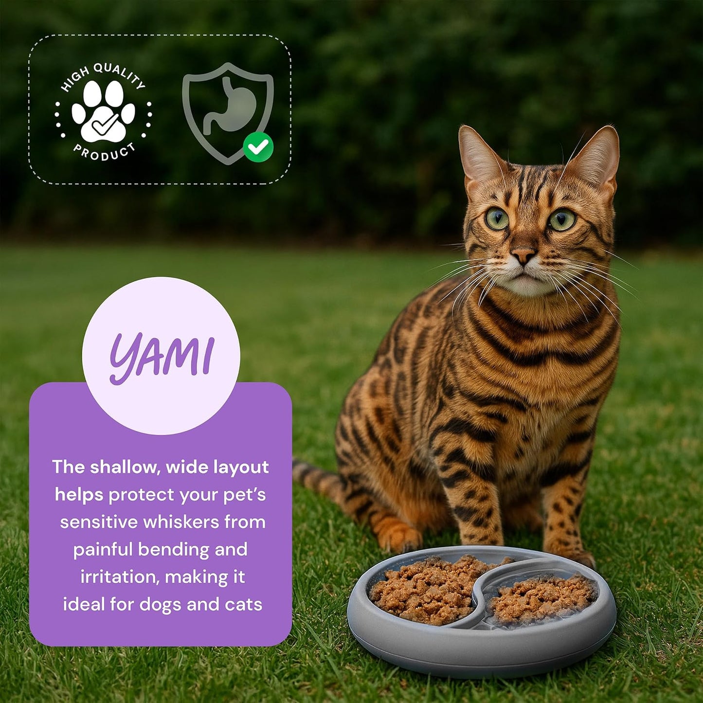 YAMI Dog Lick Bowl, Lick Mat for Dogs, Wet Food Cat Slow Feeder, Freeze Bowl, Enrichment & Puzzle Toy for Anxiety Relief, Food-Grade Silicone, Suction Cups, Dishwasher Fit, for All Breed (Light Gray)