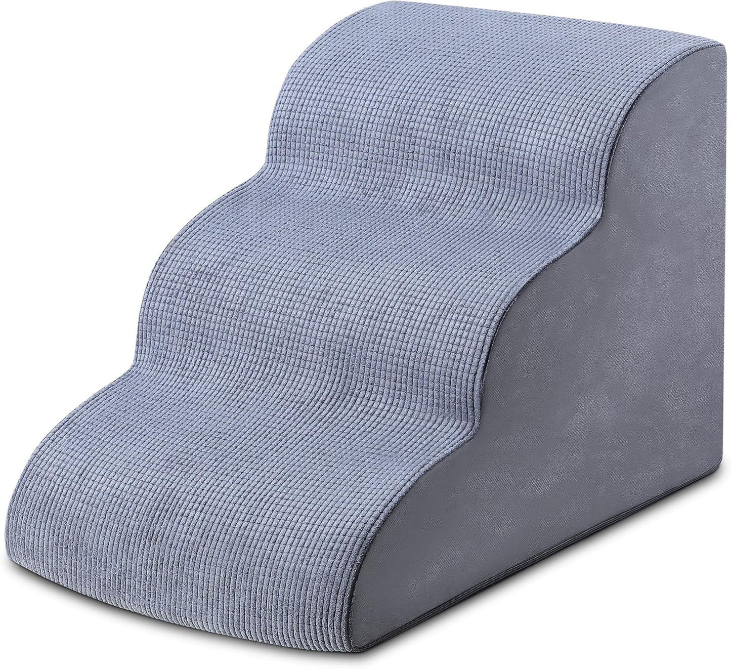 Dog Stairs for Small Dogs 15.7” H, 3-Step Pet Ramp with High-Density Foam, Non-Slip Soft Cover, Dog Steps for Bed, Couch or Sofa, Gray