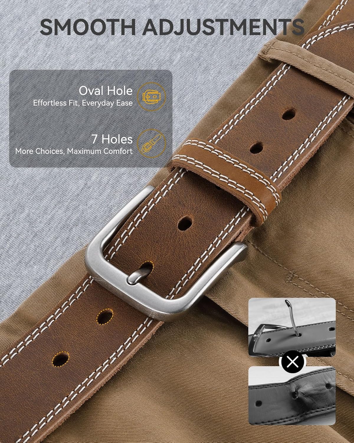 CHAOREN Full Grain Leather Belt for Men, Work Belts for Men Heavy Duty, Daily Wear for Jeans Pants