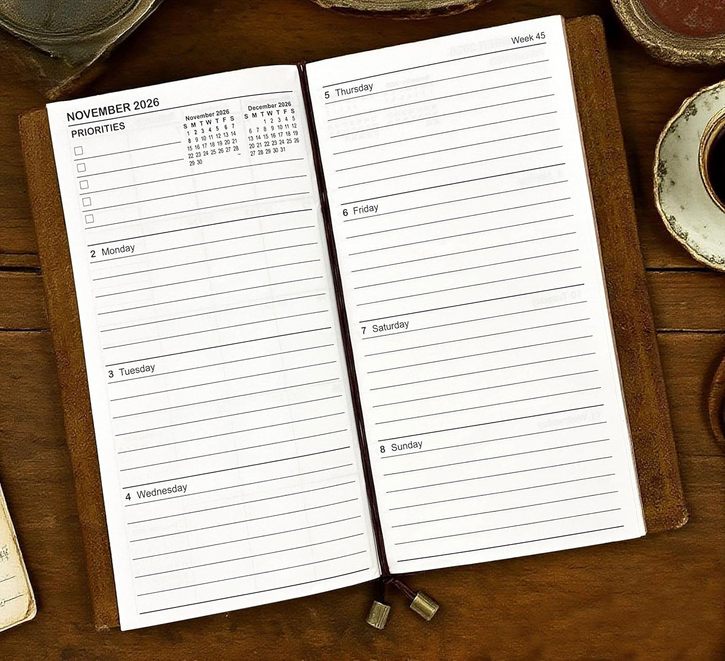 Travelers Notebook Inserts Jan 2026 - Jun 2027, Travelers Notebook Calendar, Weekly and Monthly Planner, Regular Size TN Journal, 8.3 x 4.25 inches, Set of 3