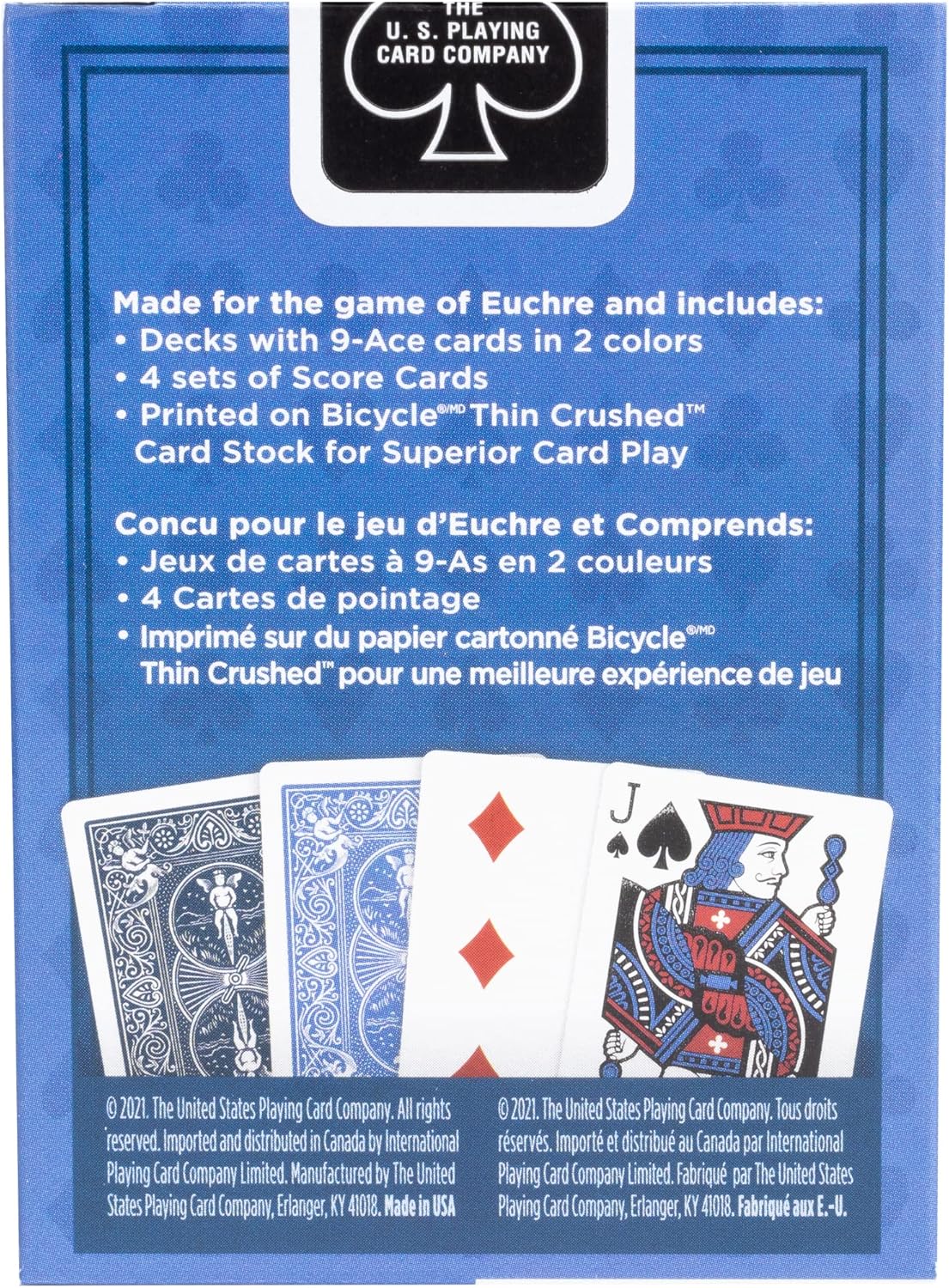 Bicycle Euchre Playing Card Deck - 9 Through Ace - Double Deck, Blue