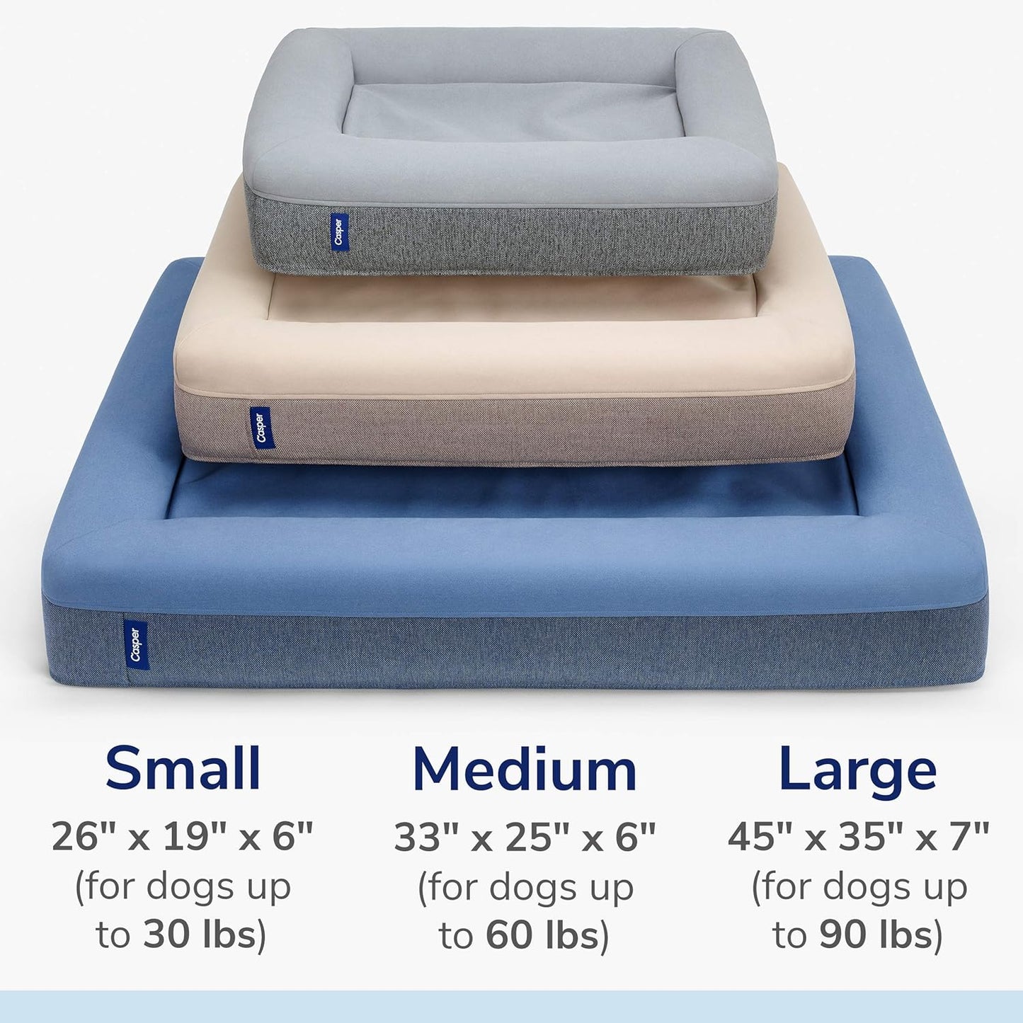 Casper Dog Bed, Plush Memory Foam, Small, Blue