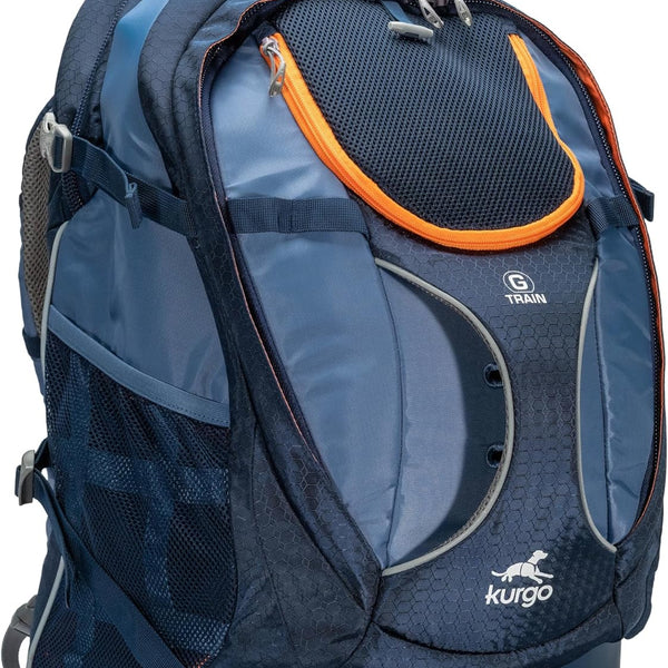 Kurgo G-Train Dog Carrier Backpack - Comfortable Travel Bag for Pets Up to 25 lbs - Waterproof Bottom - Multi-Compartment Pack - Dog Hiking Gear - Rugged Adventure Backpack - Navy Blue