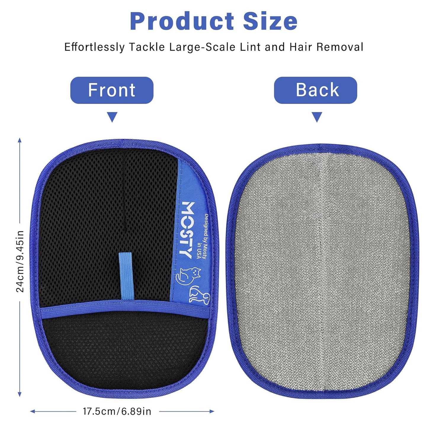 Pet-Hair-Removal-Glove 2PCS Cat & Dog Hair Remover Mitt for Couch, Furniture,Carpet,Car Seat Double-Sided-Pet-Grooming-Mitt Electrostatic-Remover-Fur-Cleaning-Glove Reusable Dog & Cat Deshedding Tool