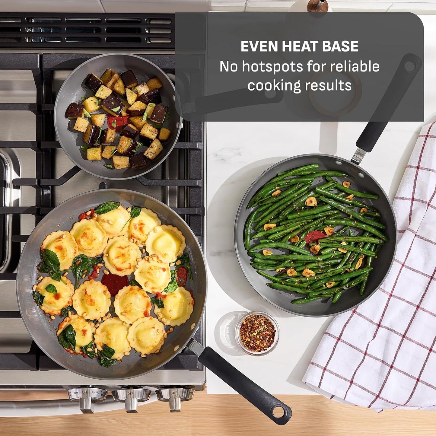 T-Fal Ultimate Hard Anodized 12-Piece Ceramic Nonstick Cookware Set, Oven Safe Up to 400°F, Ceramic Pots and Pans Set, Frying Pans, Saucepan, Stockpot, Cooking Utensils, Grey