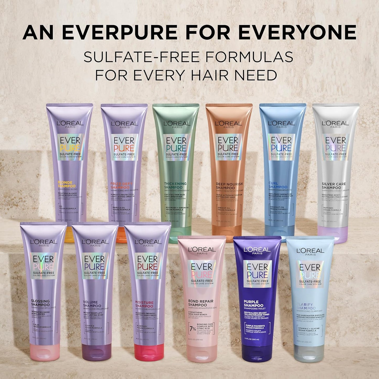 L'Oreal Paris Thickening Sulfate Free Shampoo, Thickens + Strengthens Thin, Fragile Hair, Hair Care with Rosemary Leaf, EverPure, 8.5 Fl Oz (Packaging May Vary)
