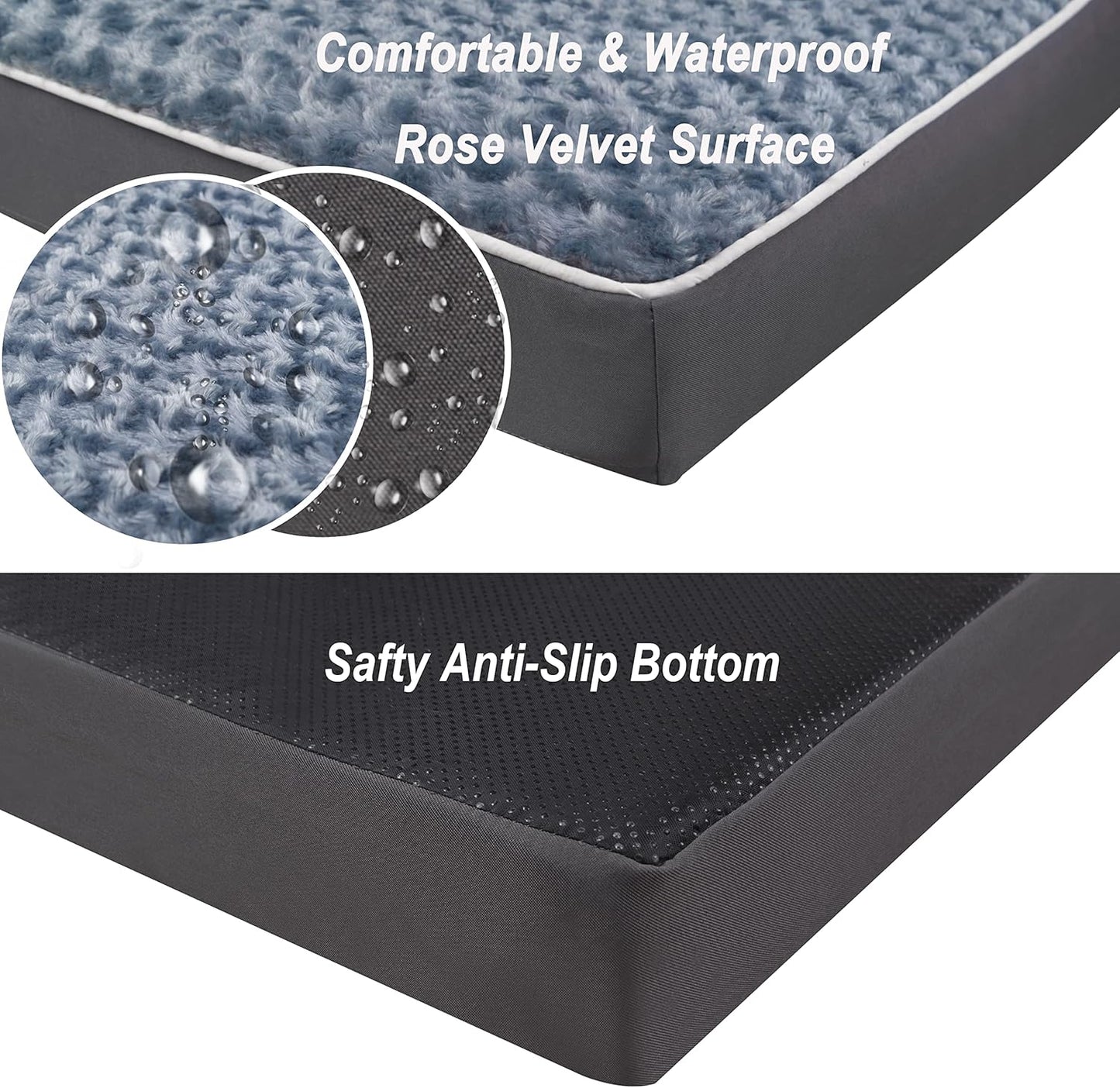 Orthopedic Dog Bed Mat of Thick Egg Foam with Washable Cover for Large Dogs